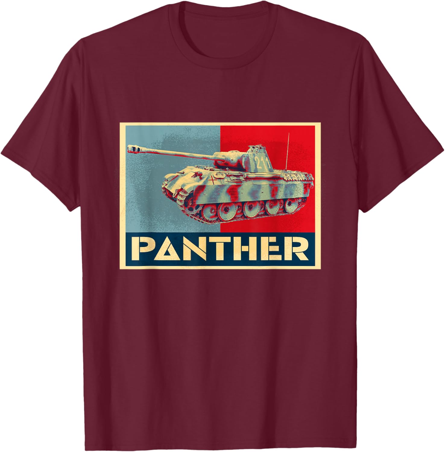 Panther Panzer V Tank WW2 Military Armored Vehicle AFV T-Shirt - T-Shirt | Maroon