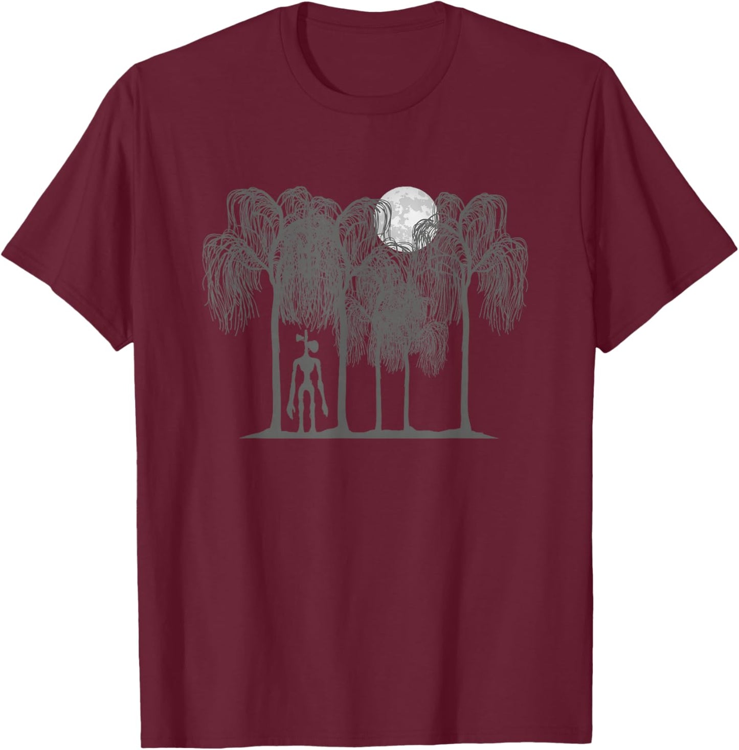 Supernatural White Full Moon and UFO Cryptkins Siren Head T-Shirt - T-Shirt | Maroon