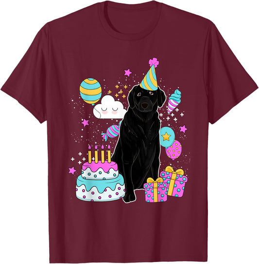 Dog Birthday Party Black Labrador Pet Lover Black Lab Women Kids T-Shirt - T-Shirt | Maroon