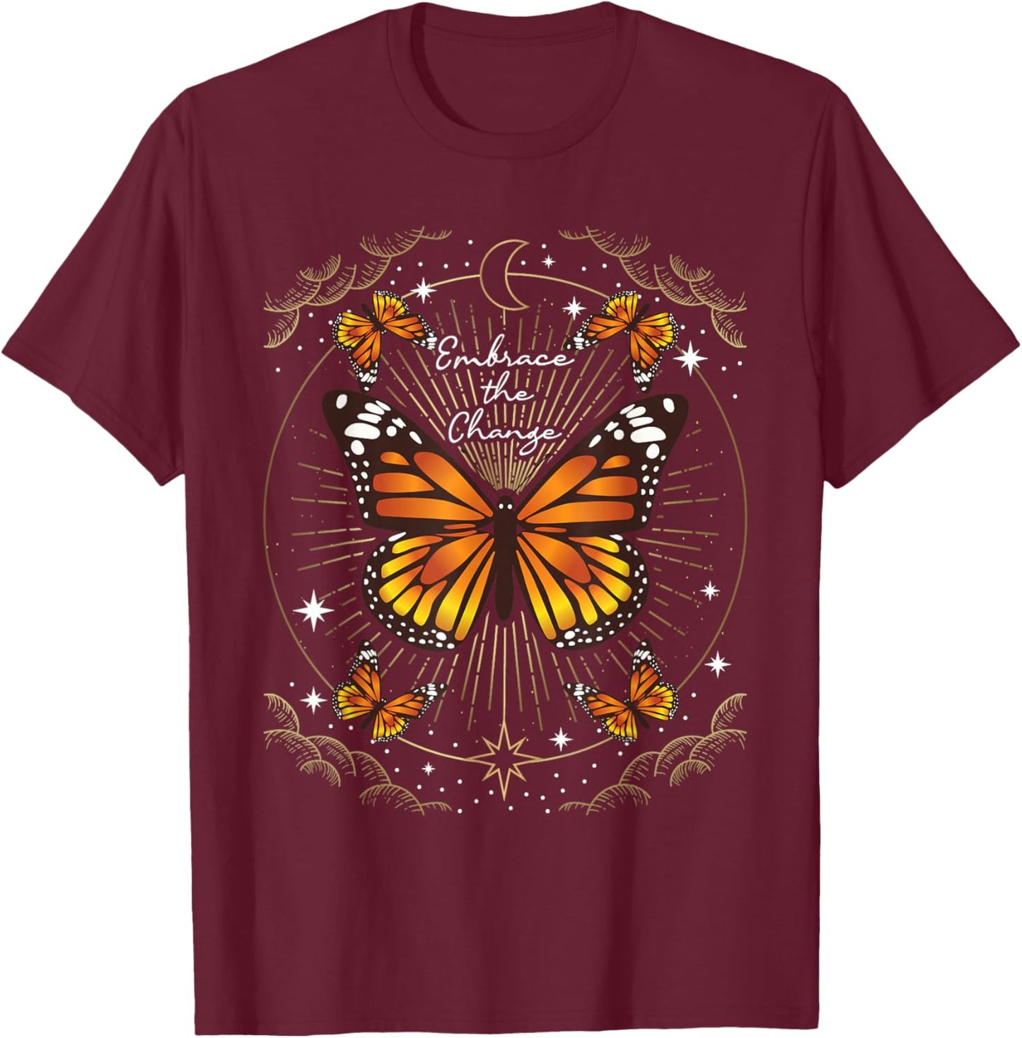 Embrace The Change - Butterfly Lover Butterflies T-Shirt - T-Shirt | Maroon