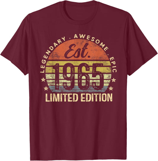 Est 1965 Limited Edition 60th Birthday Vintage 60 Year Old T-Shirt - T-Shirt | Maroon