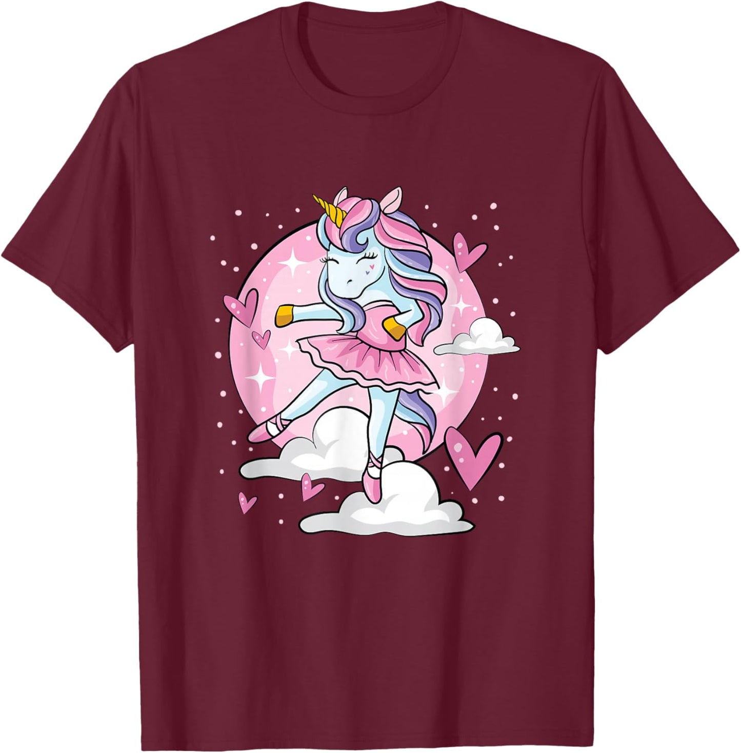 Ballet Unicorn Ballerina Cute Dance Teen Girl T-Shirt - T-Shirt | Maroon