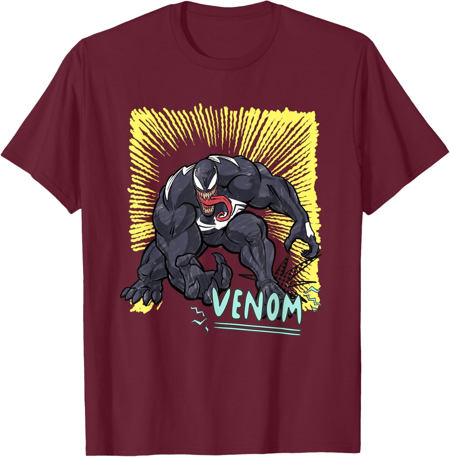 Marvel Venom Graphic Pop Marker Colour T-Shirt - T-Shirt | Maroon