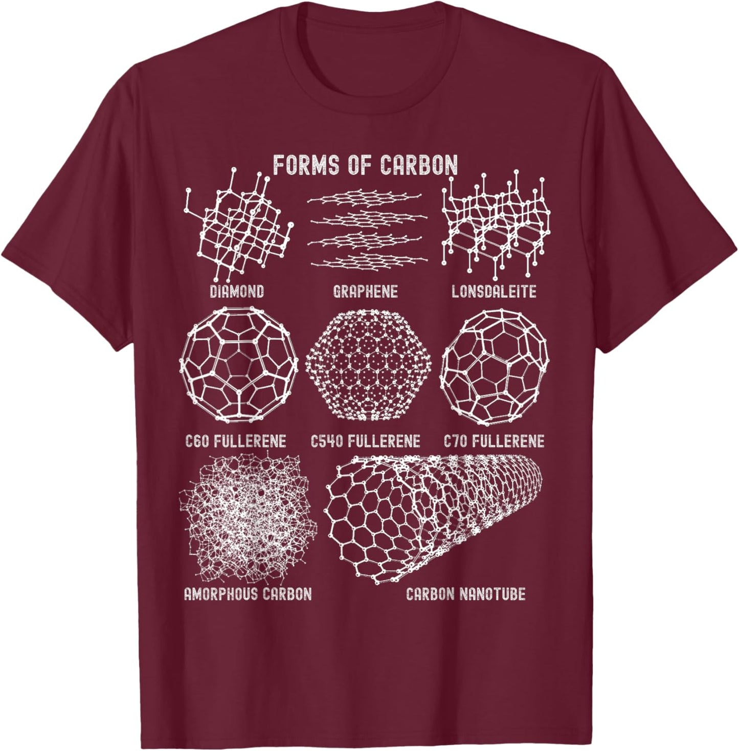 Sheldon Nerdy Forms Carbon Nanotubes Chemistry Teacher Geek T-Shirt - T-Shirt | Maroon