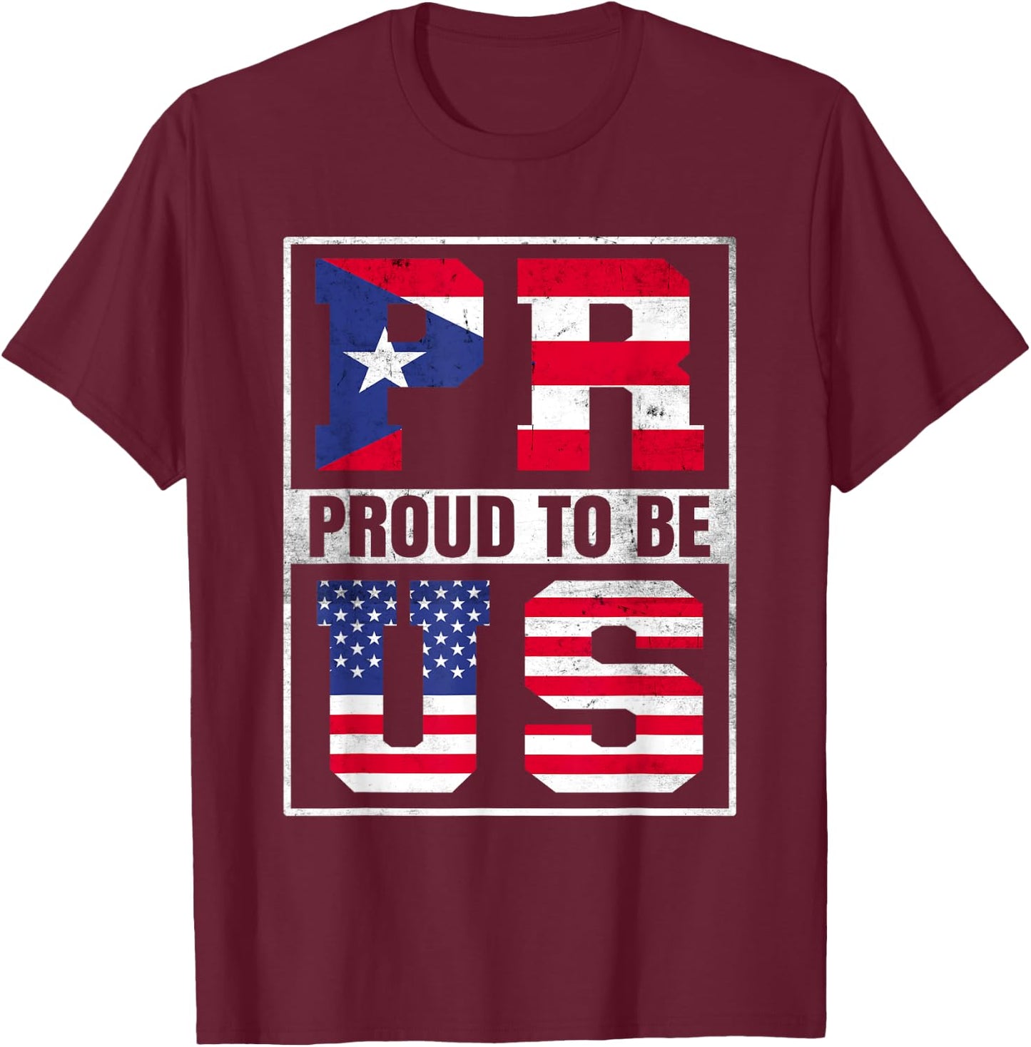 Proud Boricua American Mix America and Puerto Rico Heritage T-Shirt - T-Shirt | Maroon
