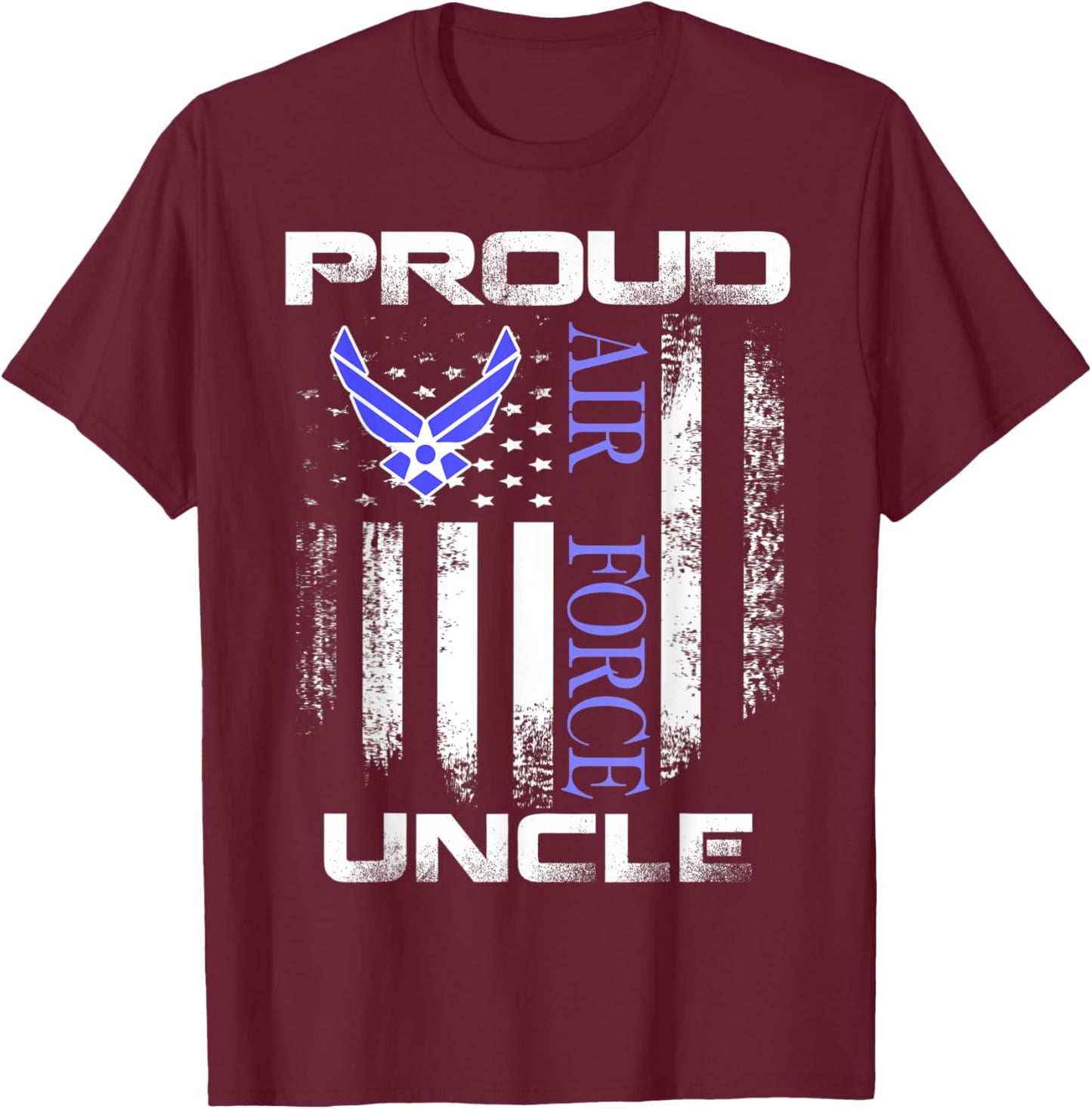 Vintage Proud Air Force Uncle With American Flag Gift T-Shirt - T-Shirt | Maroon