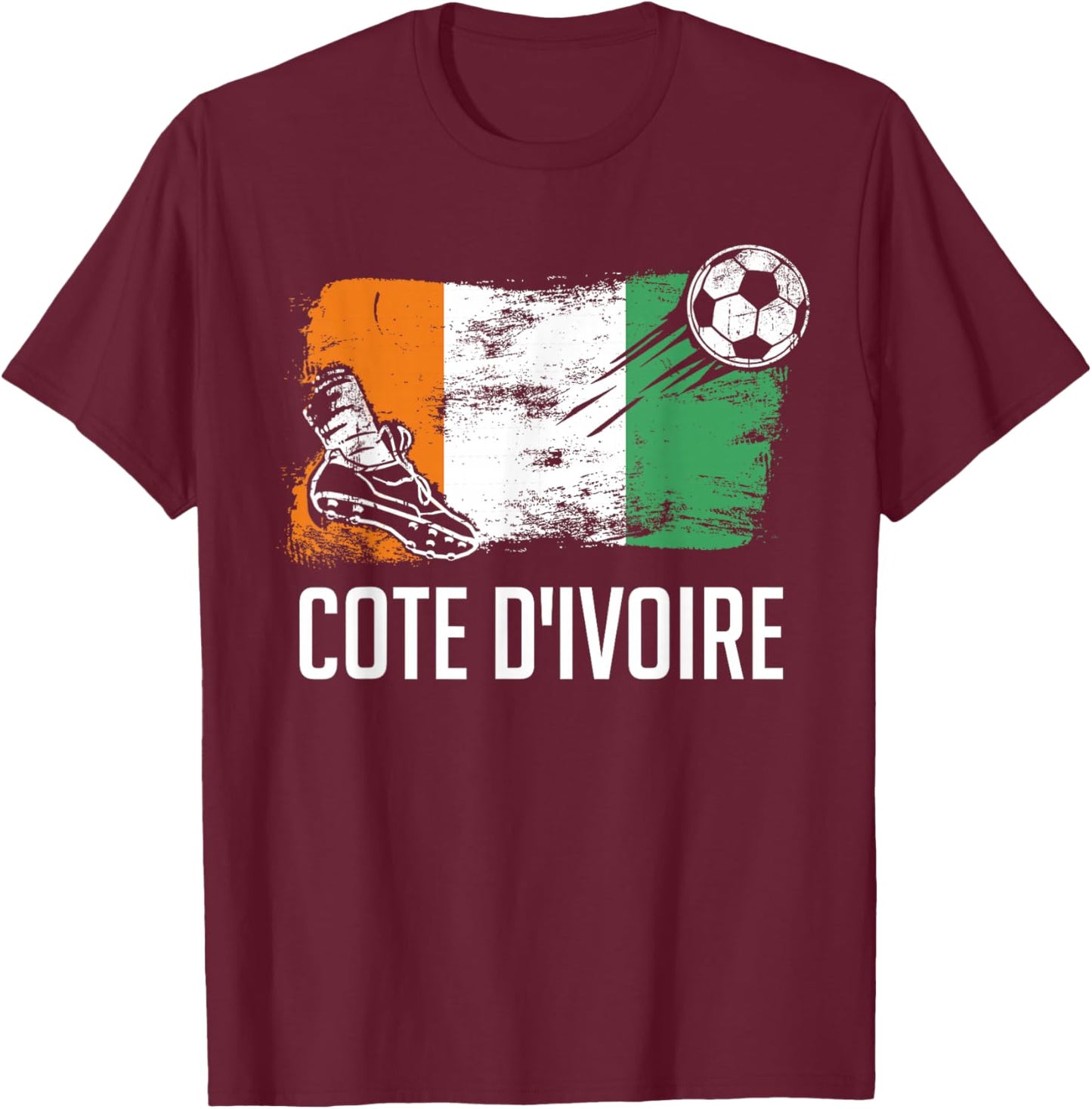 Cote d'Ivoire Flag Jersey Cote d'Ivoire Soccer Team T-Shirt - T-Shirt | Maroon