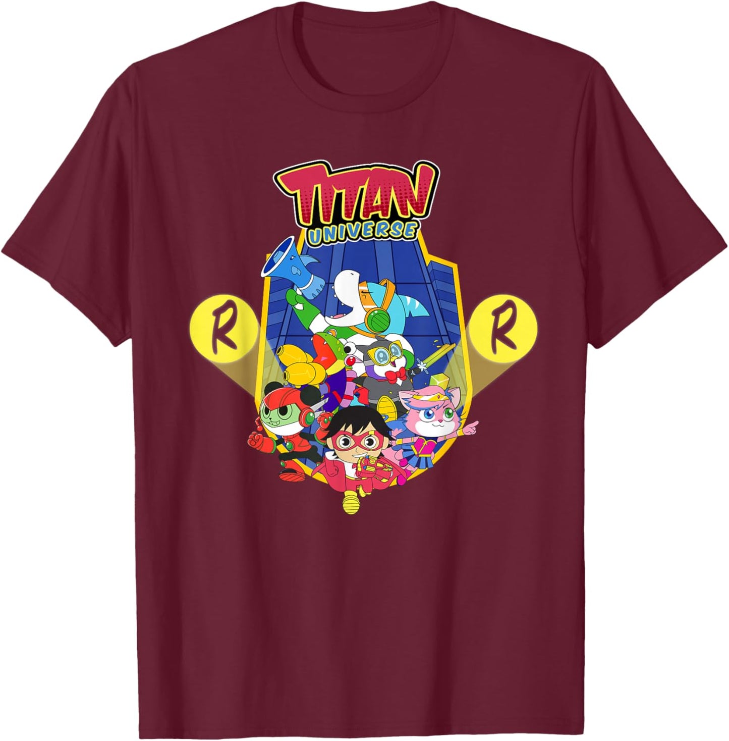 Ryan's World Titan Universe Red Titan and Team T-Shirt - T-Shirt | Maroon
