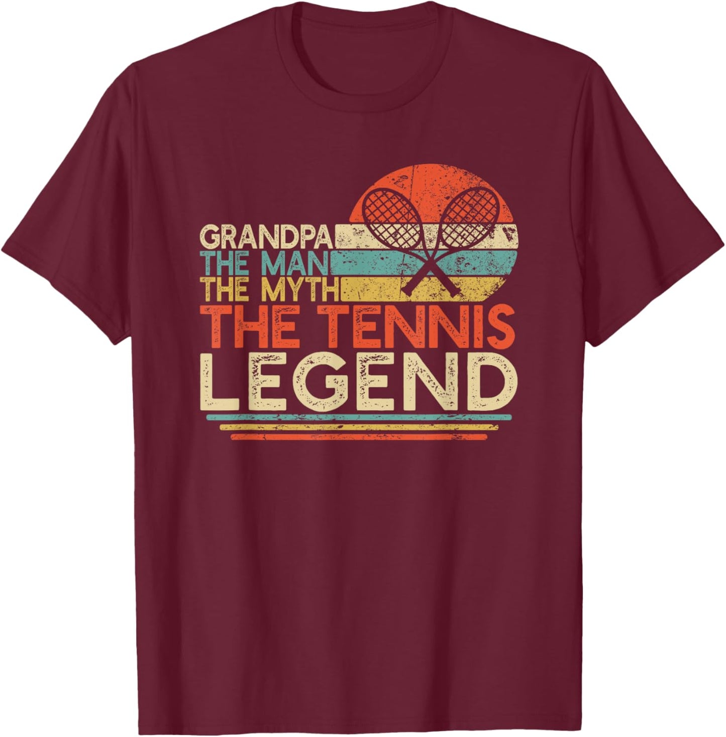 Vintage Tennis Player Grandpa The Man The Myth The Legend T-Shirt - T-Shirt | Maroon