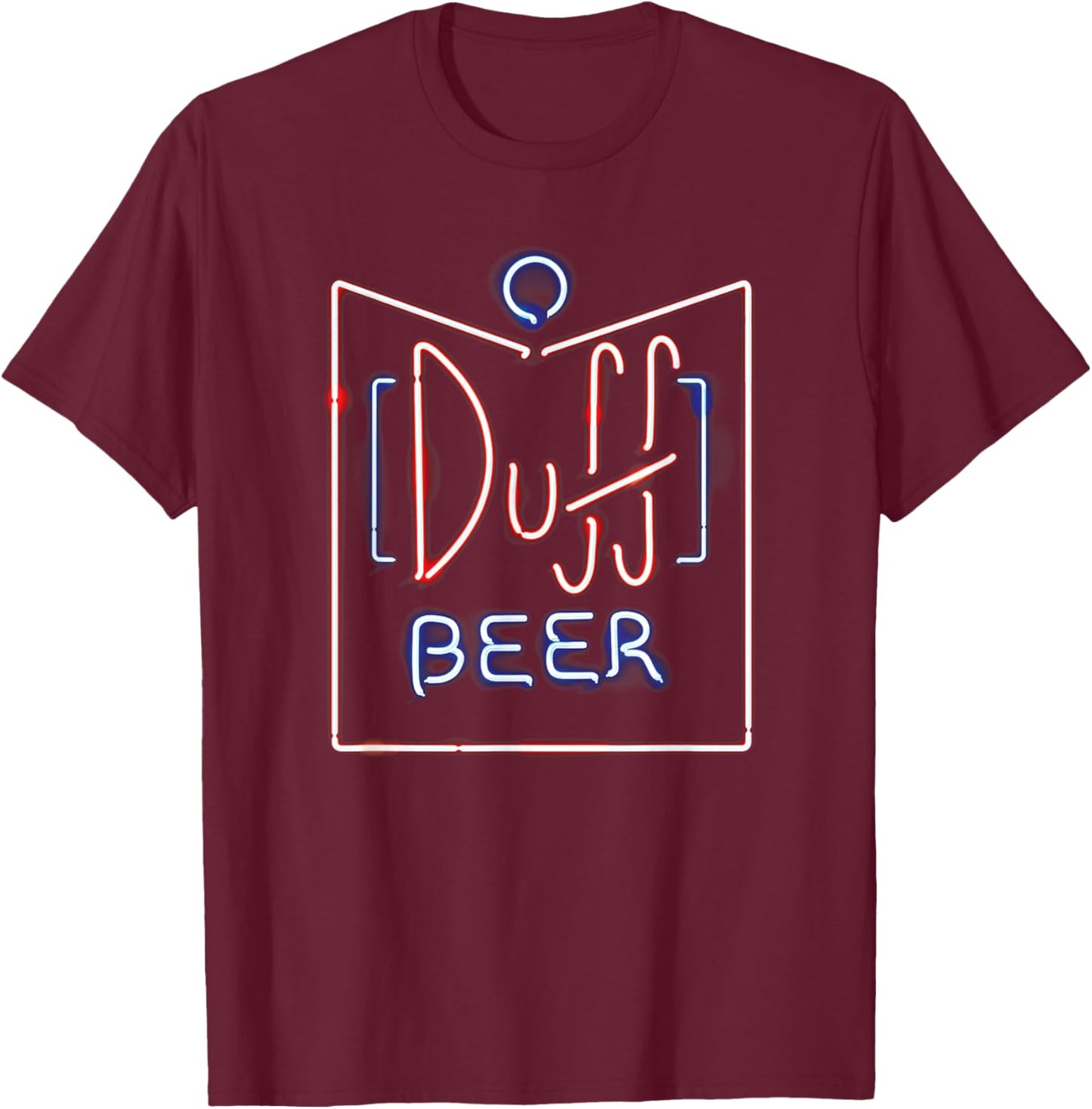 The Simpsons Duff Beer Neon Sign T-Shirt - T-Shirt | Maroon