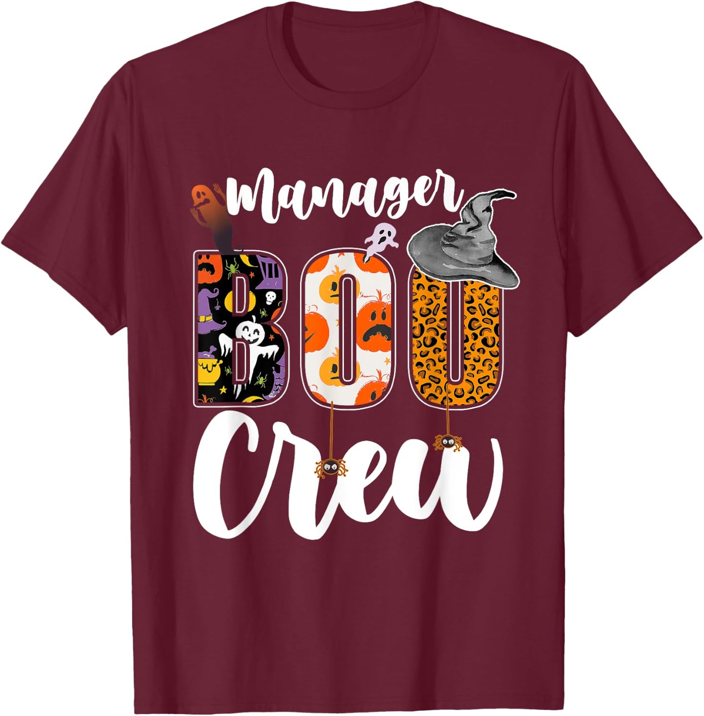 Manager Boo Crew Halloween Matching Executive T-Shirt - T-Shirt | Maroon