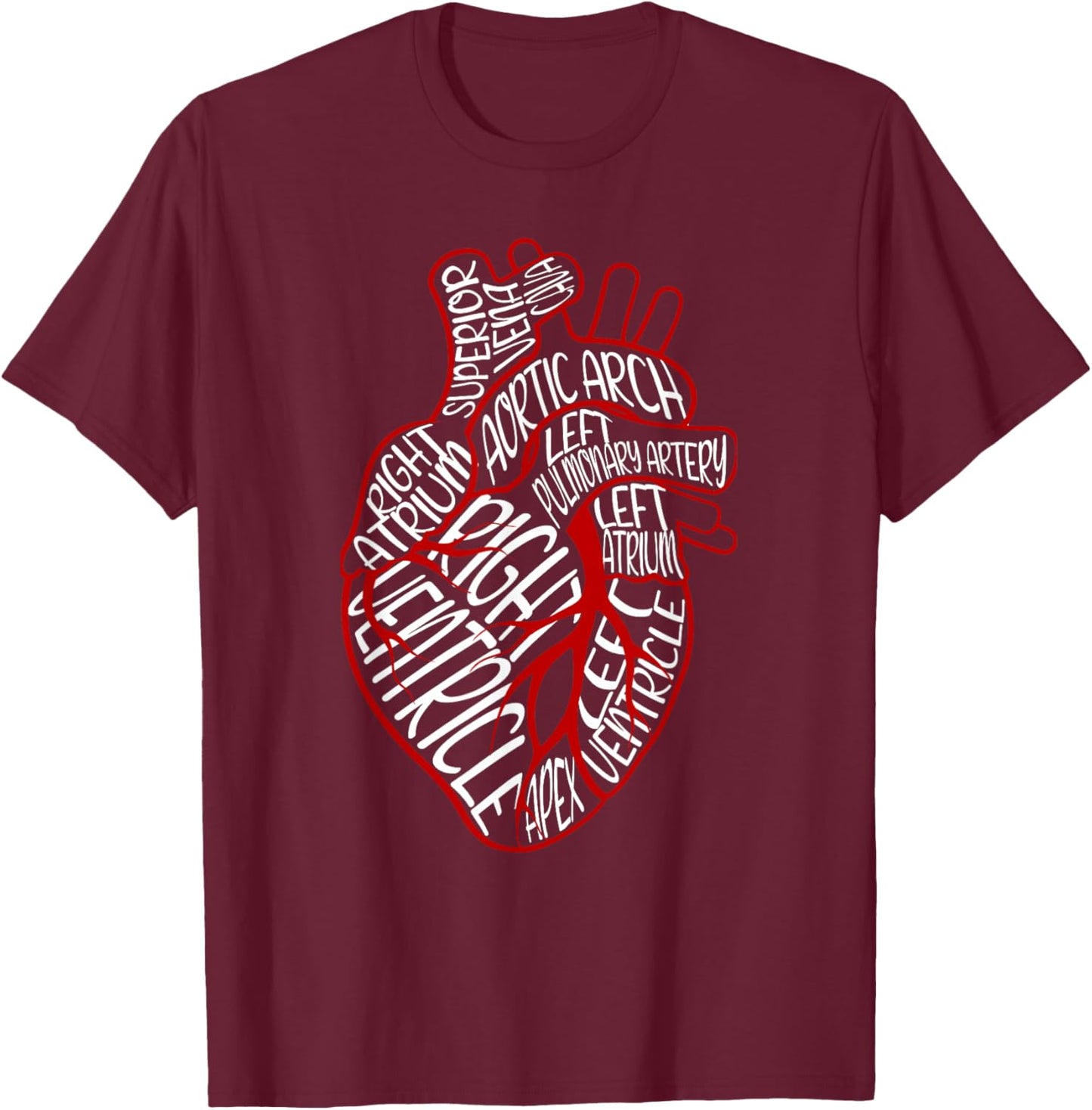 Anatomical Heart Medical Parts of Heart For Cardiologist T-Shirt - T-Shirt | Maroon