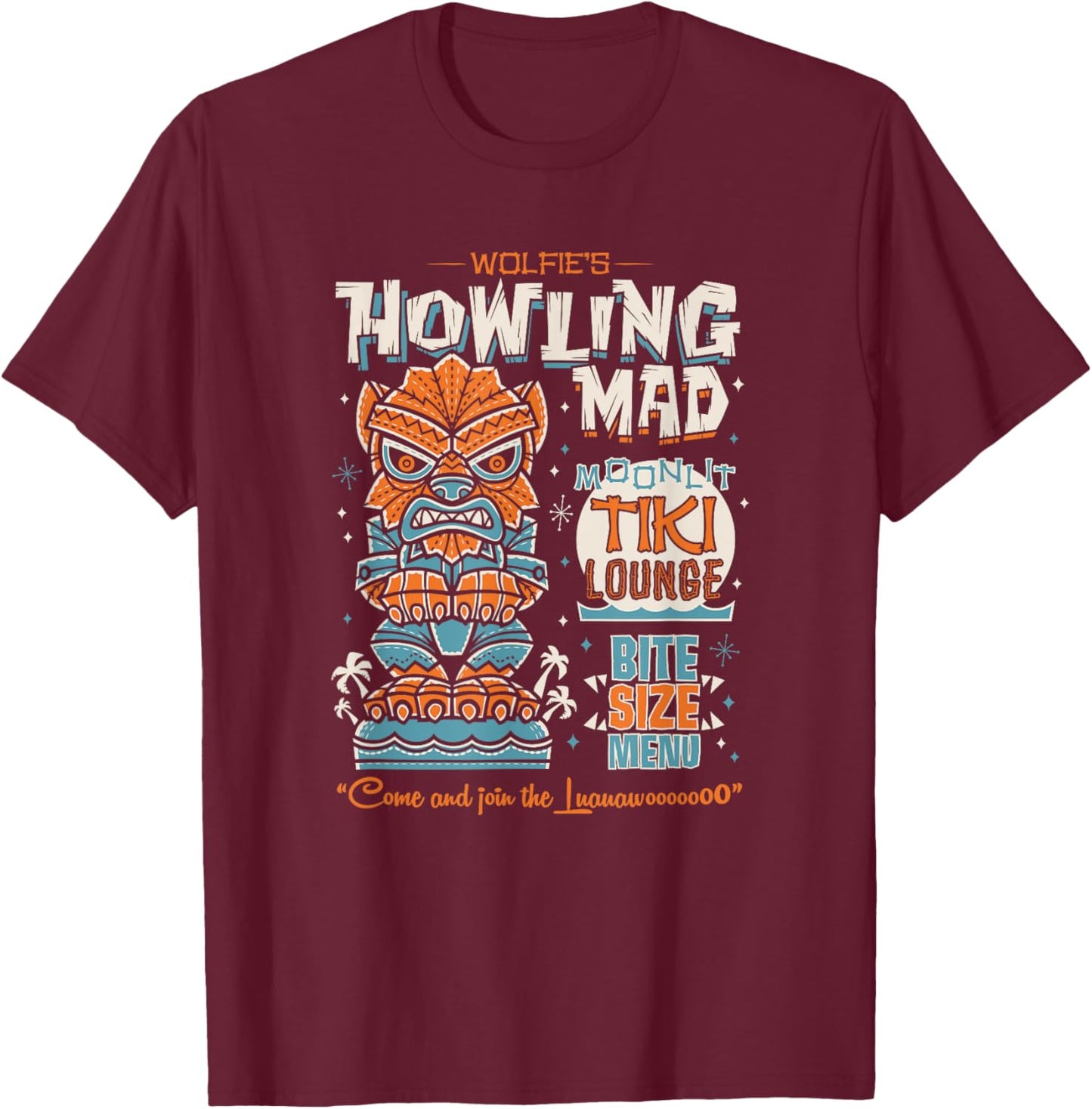 Wolf Man Creepy Cute Tiki Lounge - Vacation Surf Monster T-Shirt - T-Shirt | Maroon