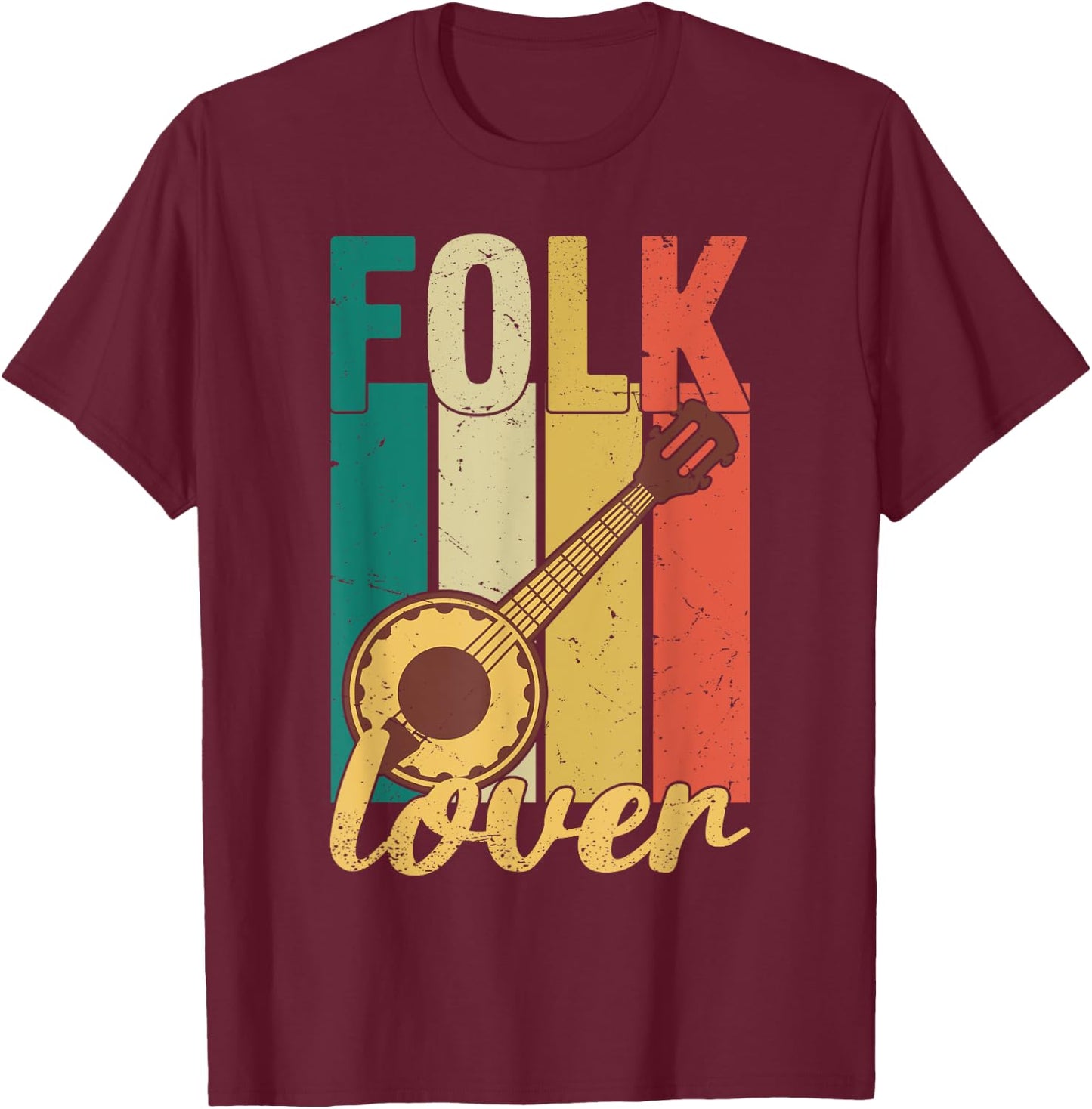 American Folk Music T-Shirt - T-Shirt | Maroon