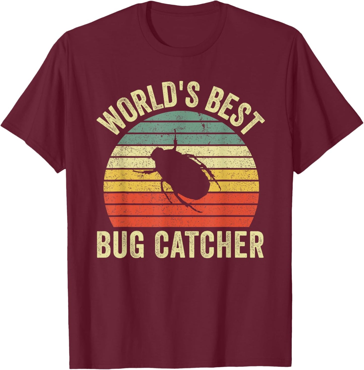 World's Best Bug Catcher - Funny Bug Hunter For Kids T-Shirt - T-Shirt | Maroon
