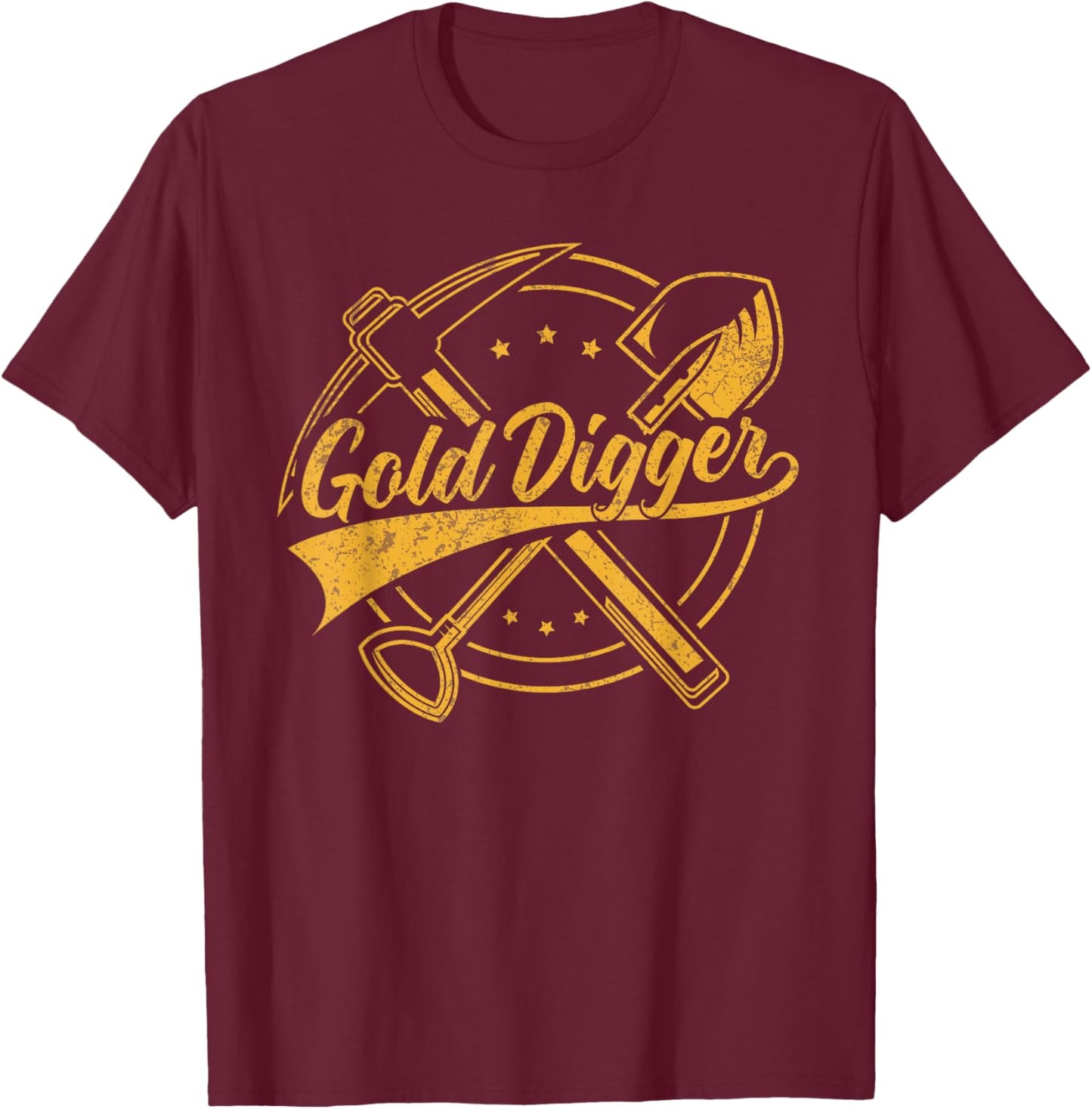 Gold plaque with crossed pick and shovel gold digger T-Shirt - T-Shirt | Maroon