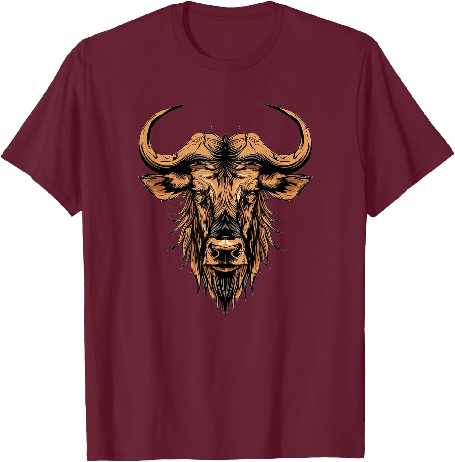 Wildebeest Design T-Shirt - T-Shirt | Maroon