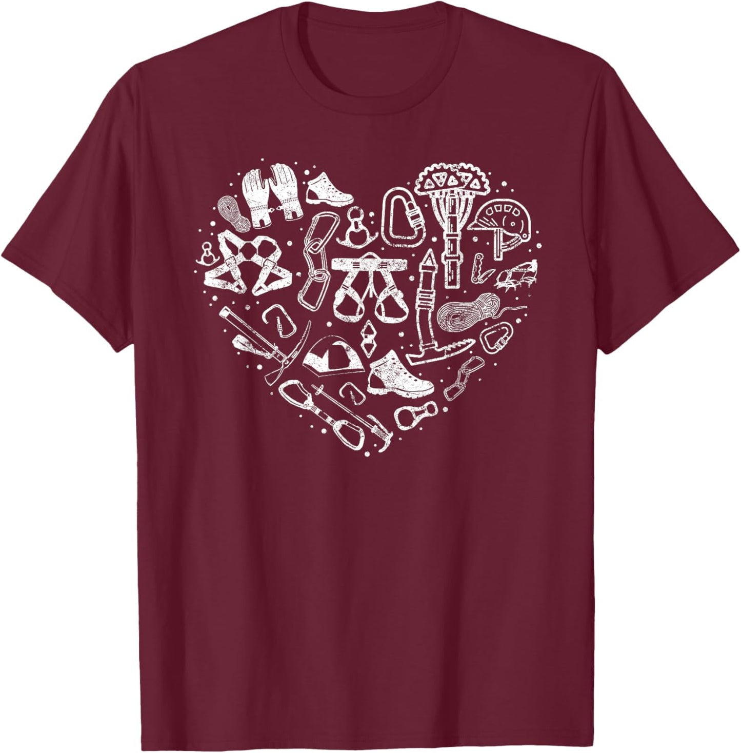 Climber Rock Climbing Equipment Girl Heart Carabiner T-Shirt - T-Shirt | Maroon
