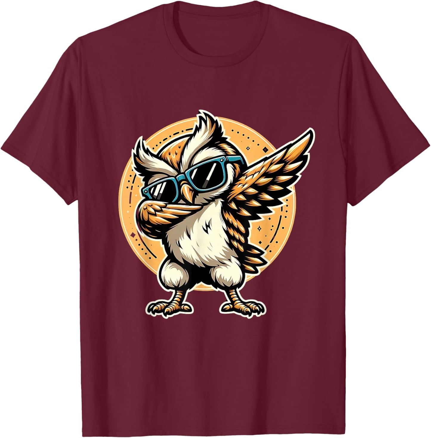Dabbing Owl Funny Cool Dab Dance Owl Lover T-Shirt - T-Shirt | Maroon