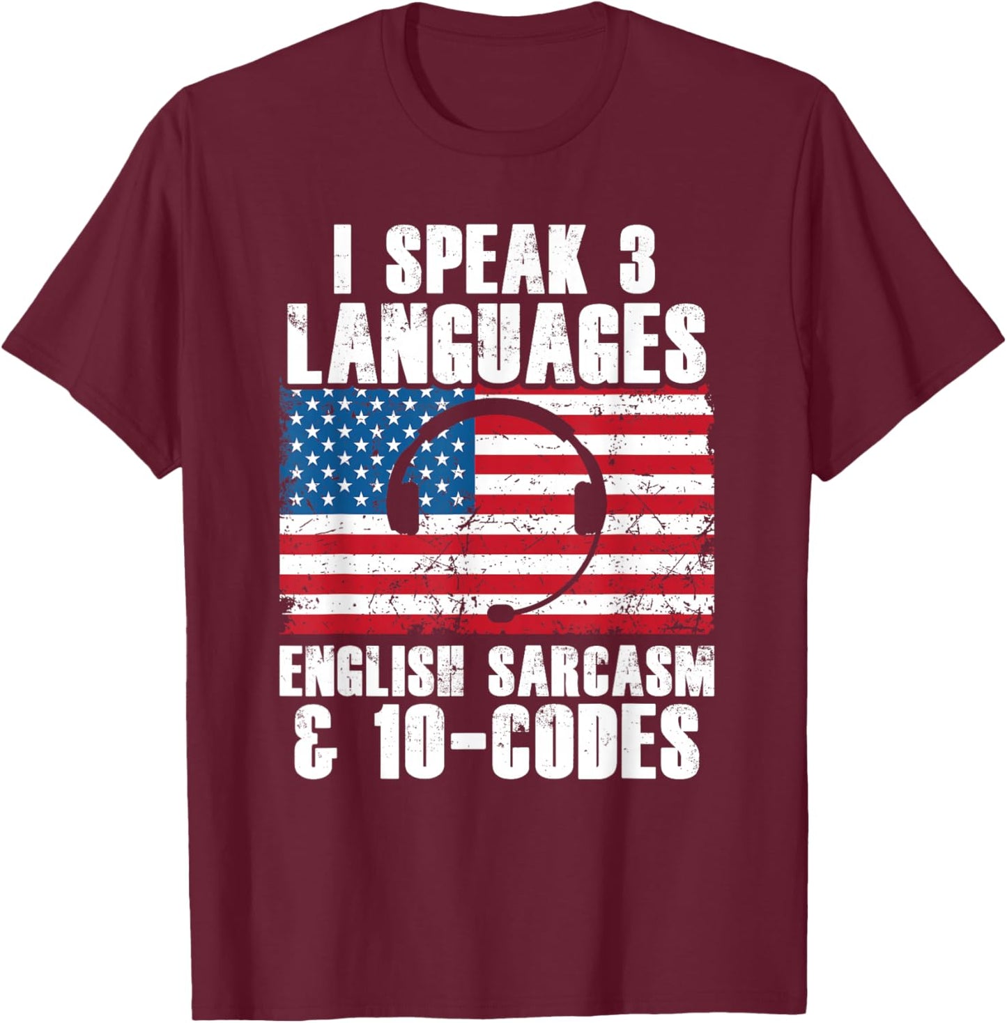 Funny Dispatcher - 911 Emergency Operator Thin Yellow Line T-Shirt - T-Shirt | Maroon