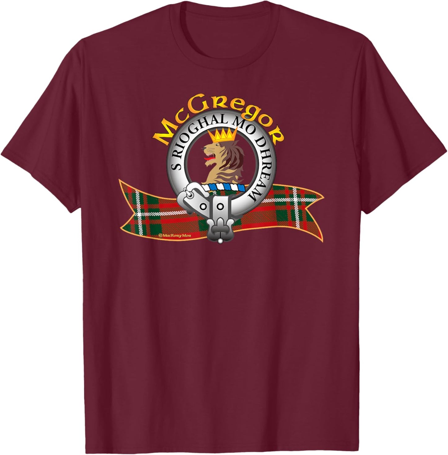 McGregor Clan Tartan Crest Motto T-Shirt - T-Shirt | Maroon
