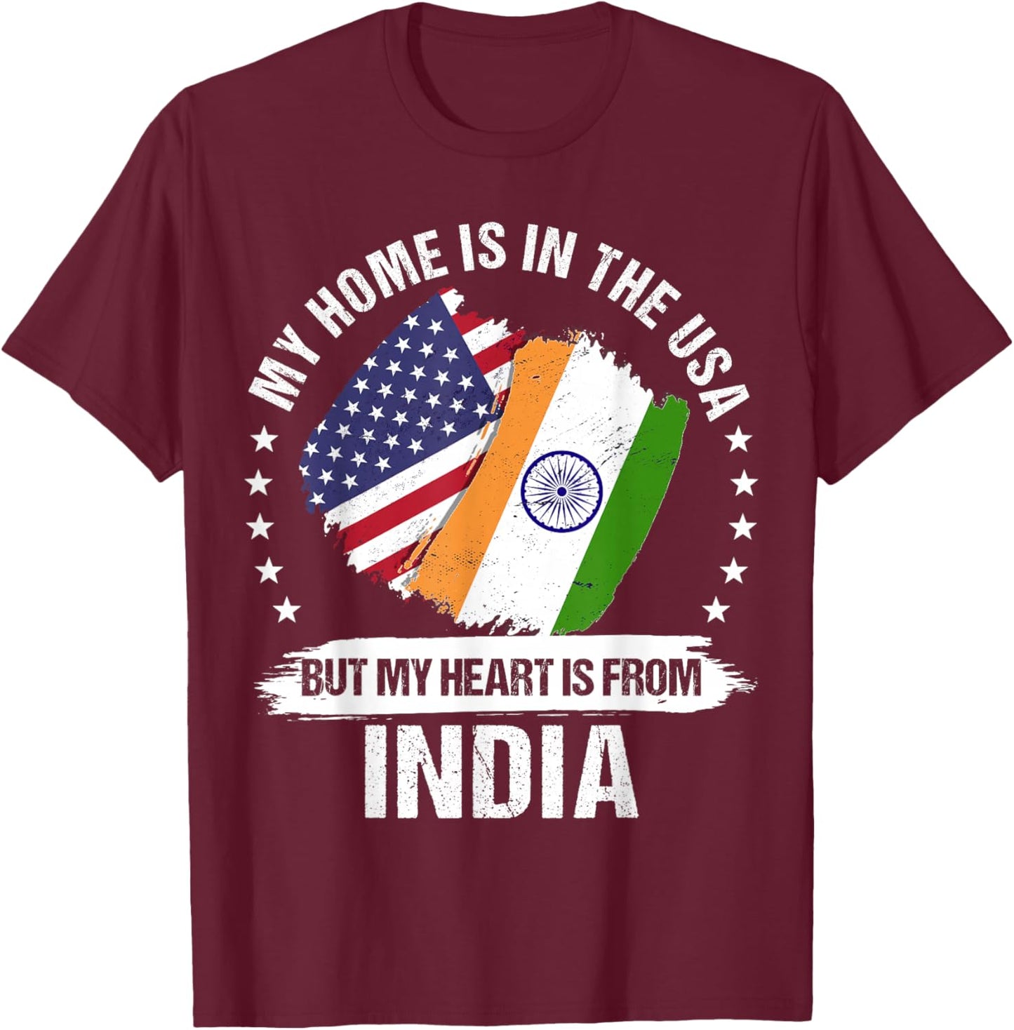 American Patriot India Flag American Indian Roots T-Shirt - T-Shirt | Maroon