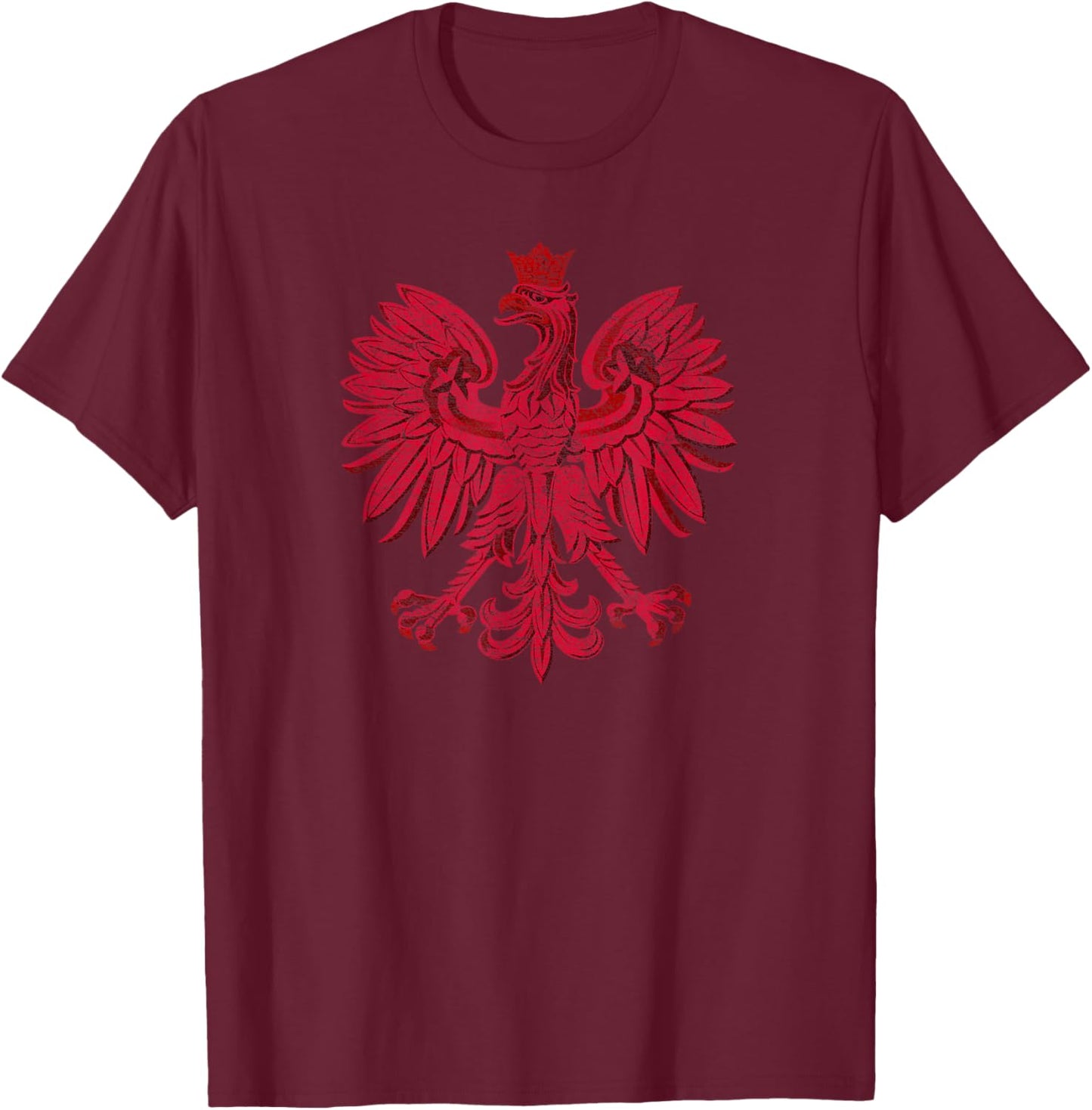 Polish Pride Poland Flag Polska Eagle Coat of Arms Roots T-Shirt - T-Shirt | Maroon