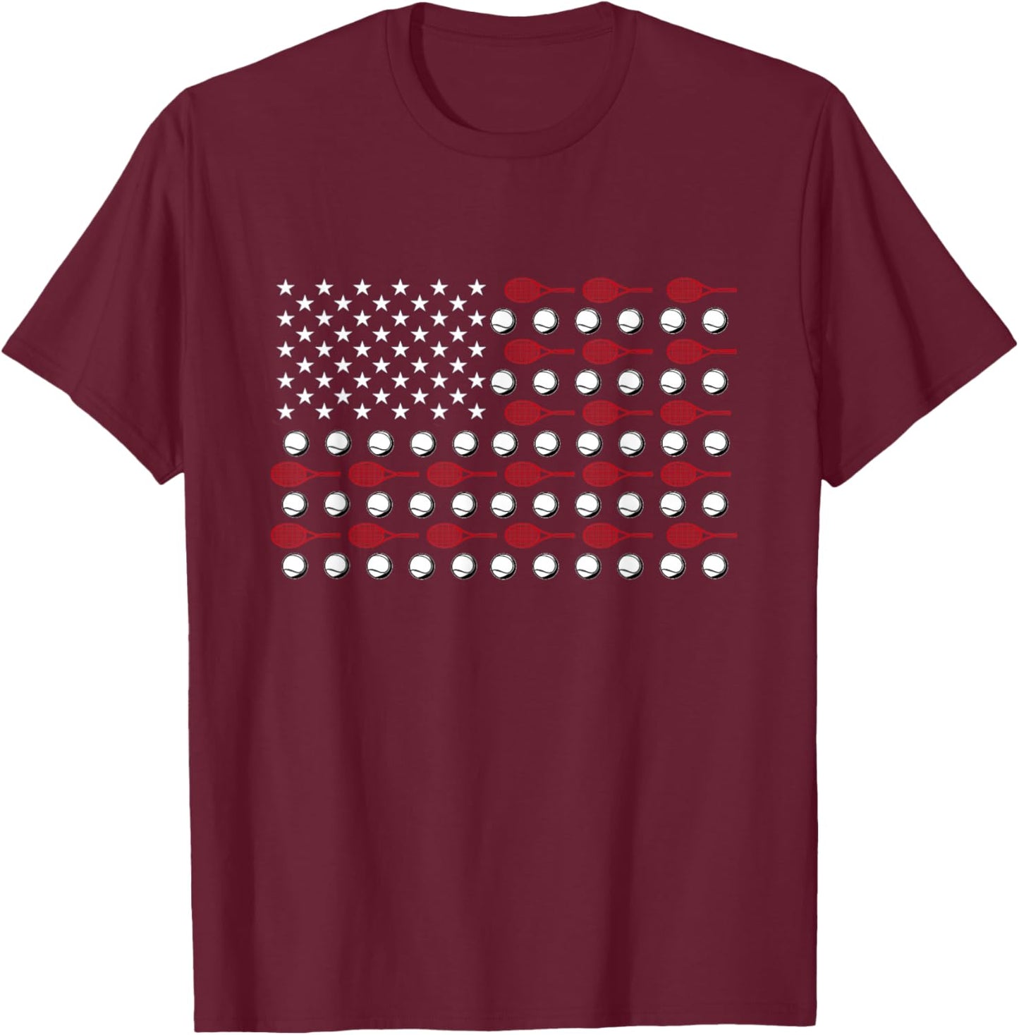 American Flag US Patriotic Tennis Ball T-Shirt - T-Shirt | Maroon