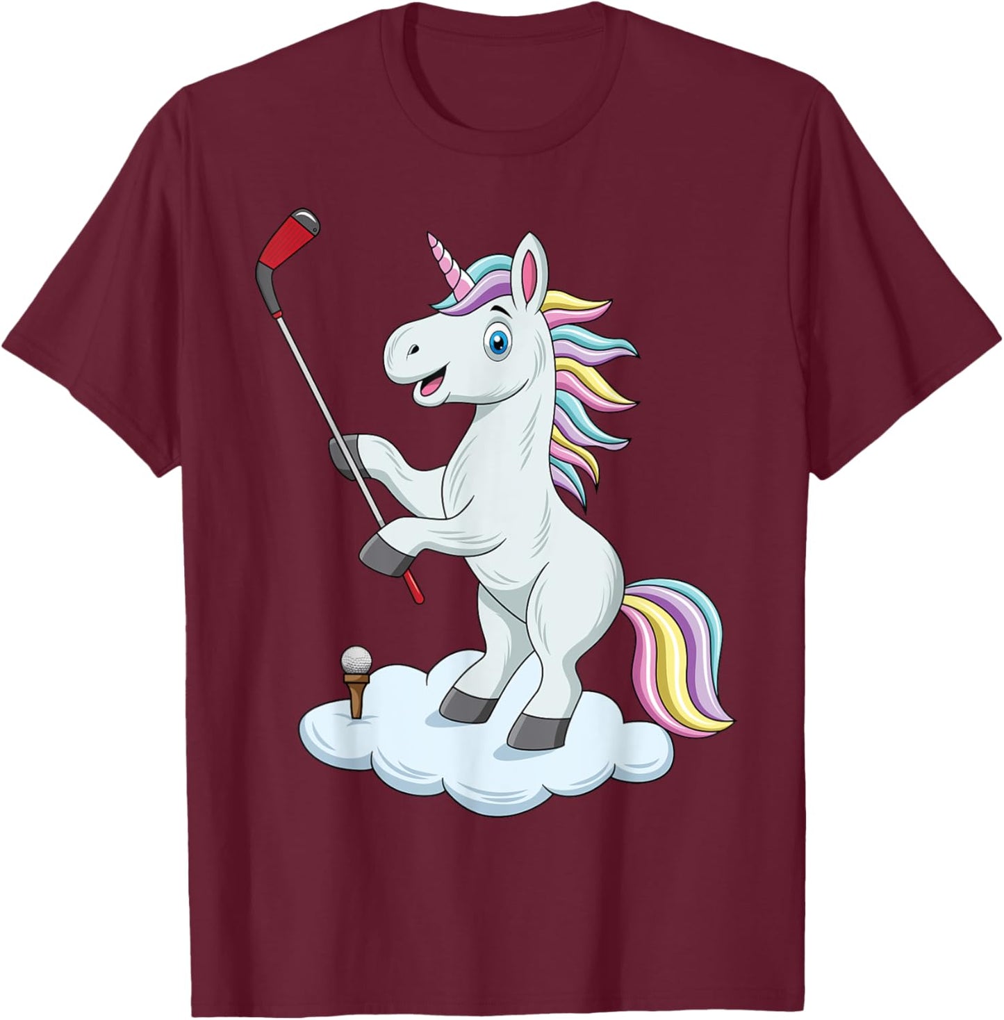 Cute Unicorn Golfing Unicorn Golf Unicorn Playing Golf T-Shirt - T-Shirt | Maroon