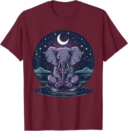Elephant Meditation Spirituality Buddhist Yoga Zen Buddha T-Shirt - T-Shirt | Maroon
