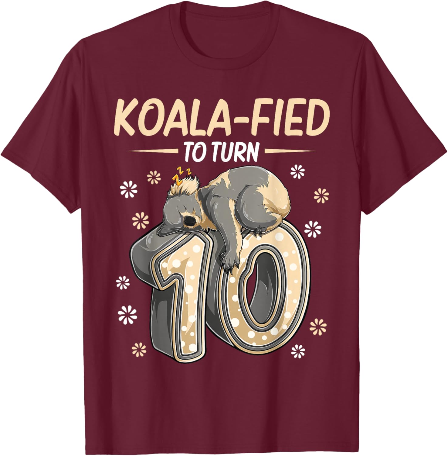 10 Year Old Koala 10th Birthday Party Animal Koala Lover T-Shirt - T-Shirt | Maroon