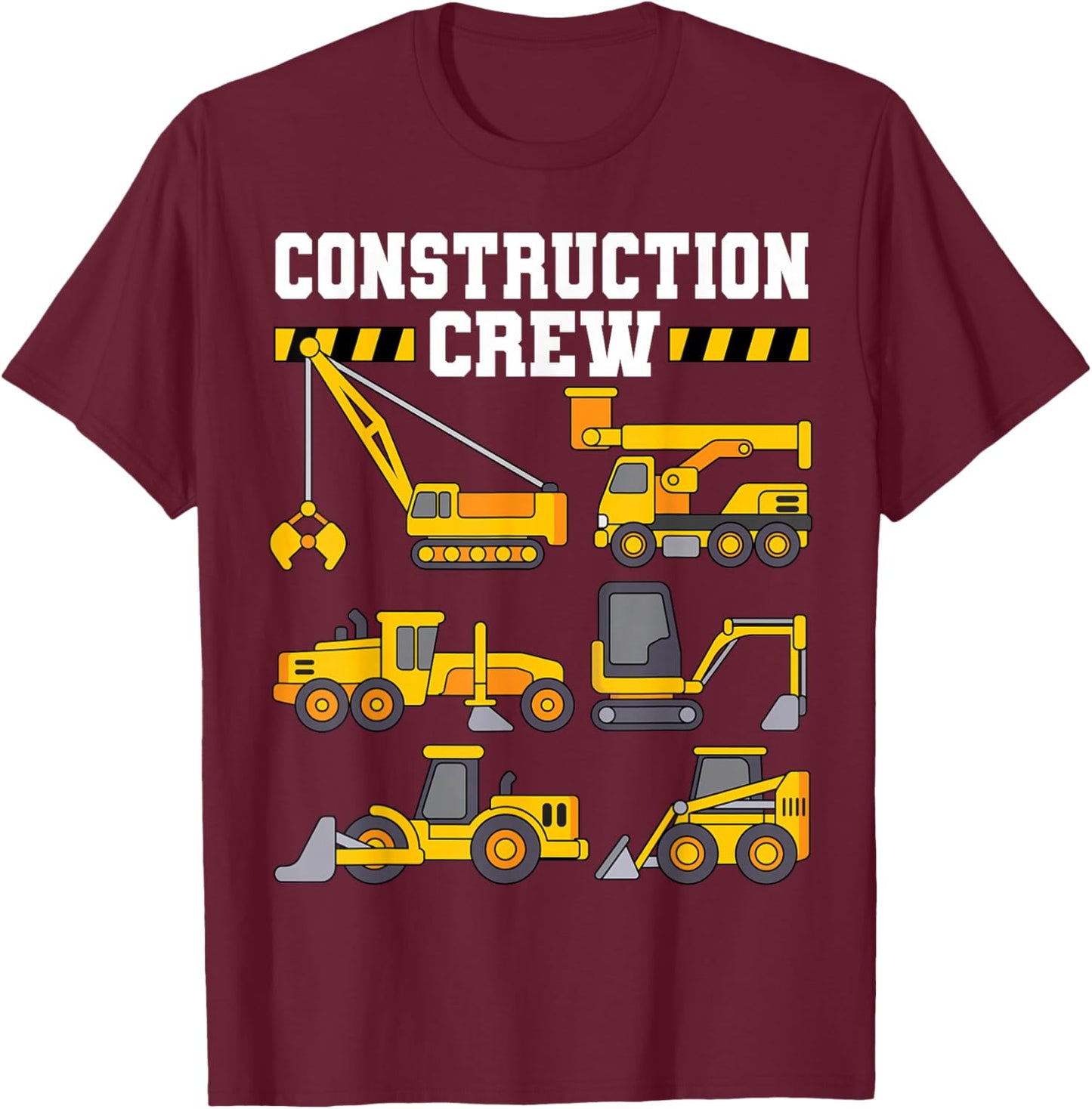 Construction Crew Worker Excavator Shirt Toddler Boys Girls T-Shirt - T-Shirt | Maroon