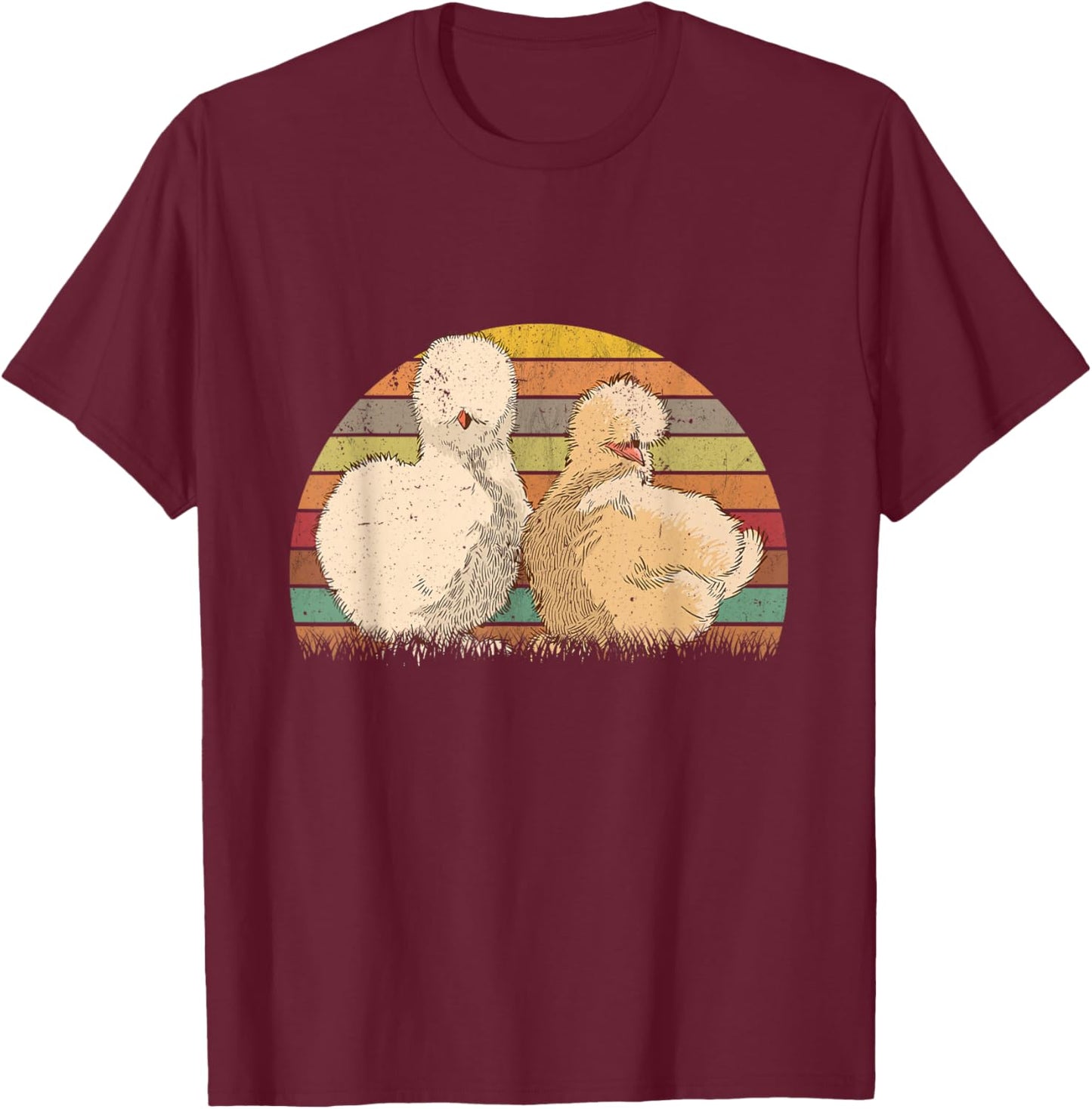 Silk hen Retro Silkies Vintage Silkie Chicken T-Shirt - T-Shirt | Maroon