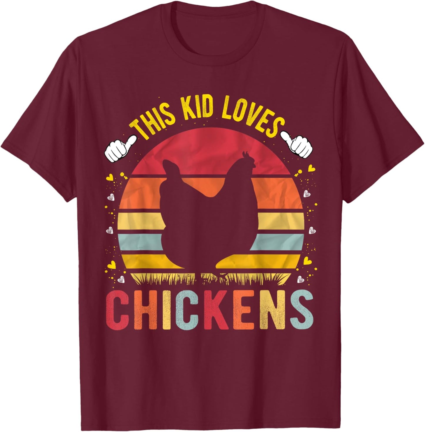 This Kid Loves Chickens Boys and Girls Chicken Gift T-Shirt - T-Shirt | Maroon