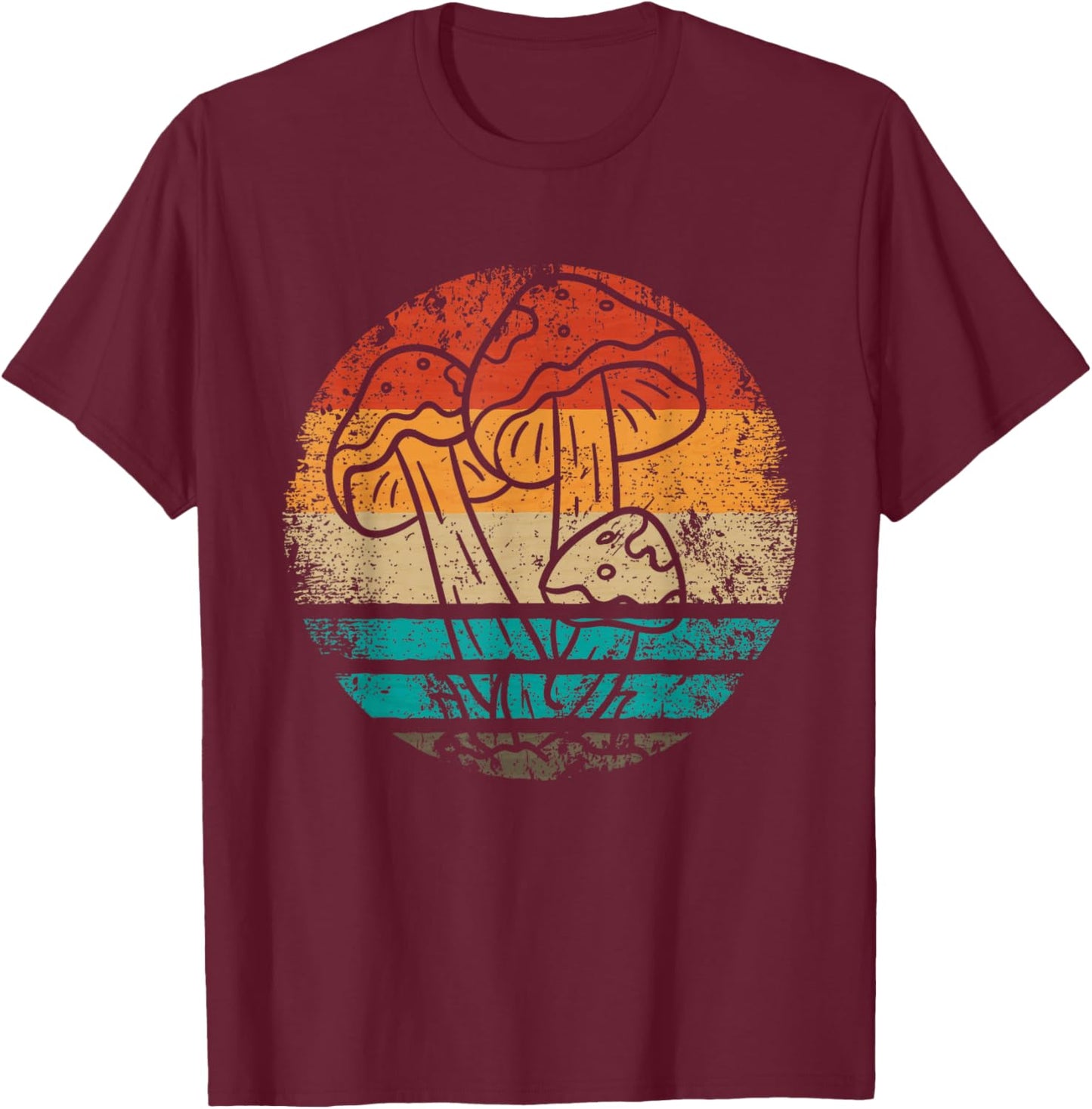 Vintage Mushroom Hunter Foraging - Forager Retro Mushroom T-Shirt - T-Shirt | Maroon