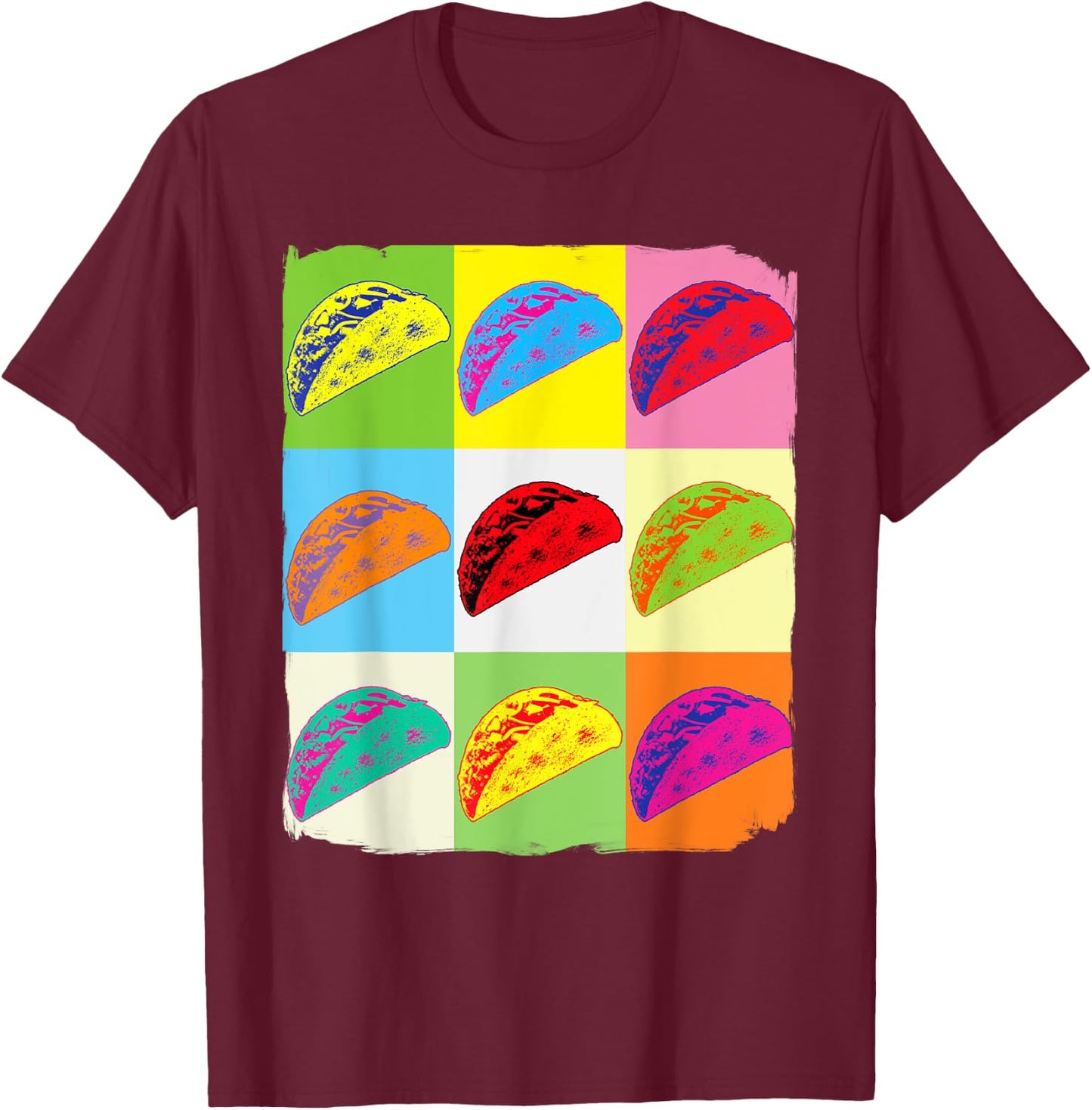 Taco Lover, Funny Taco Art, Mexican Food Lover, Taco T-Shirt - T-Shirt | Maroon