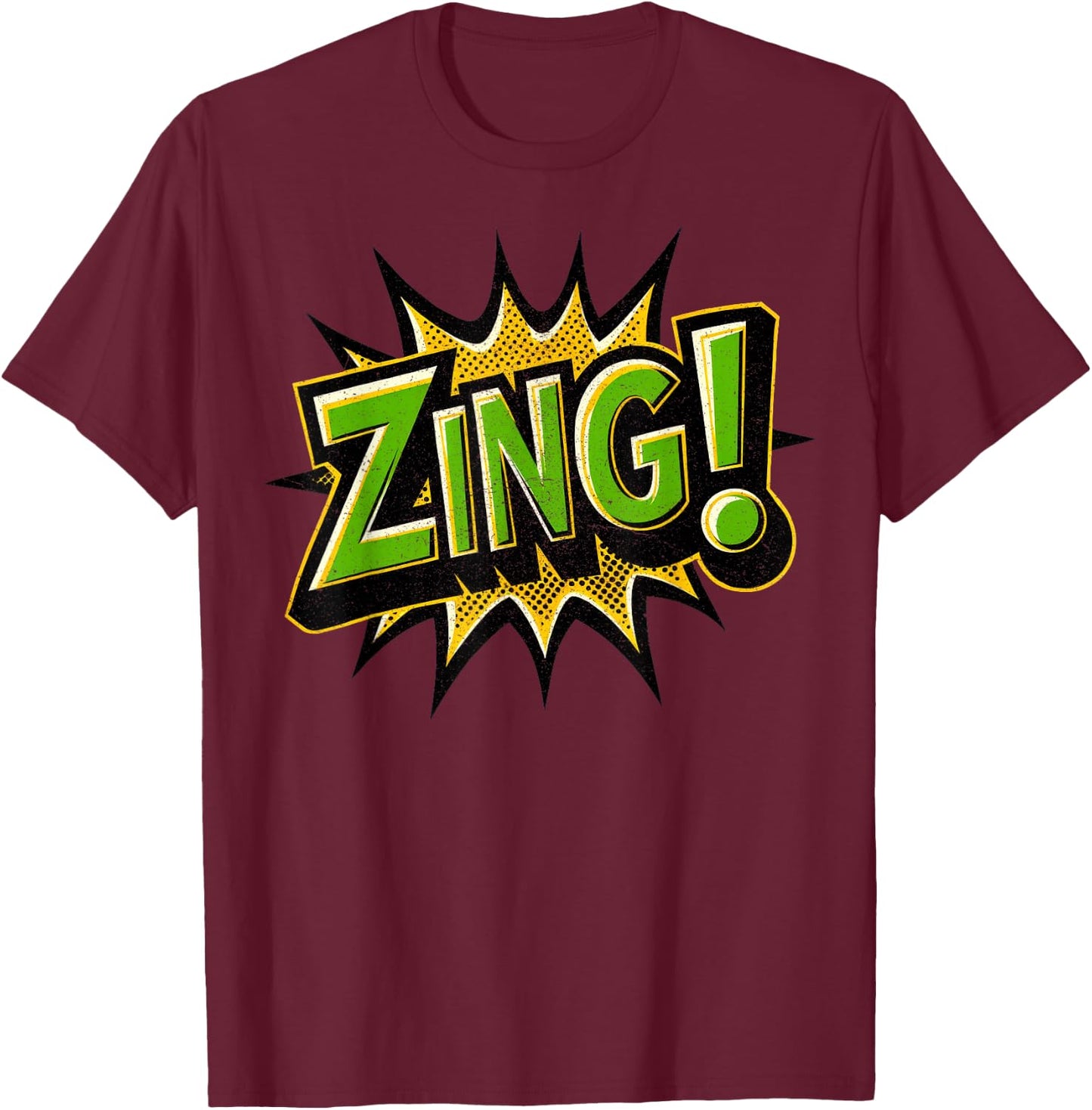 ZING! Comic Book Retro Artwork – Funny Cartoon Collector T-Shirt - T-Shirt | Maroon