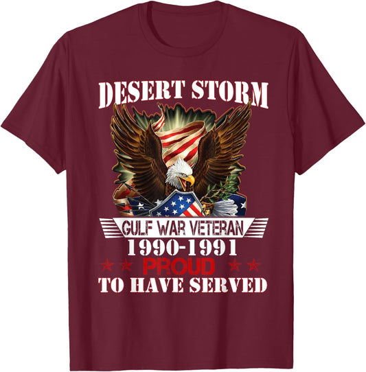 Desert Storm Veteran Pride Persian Gulf War Service Ribbon T-Shirt - T-Shirt | Maroon