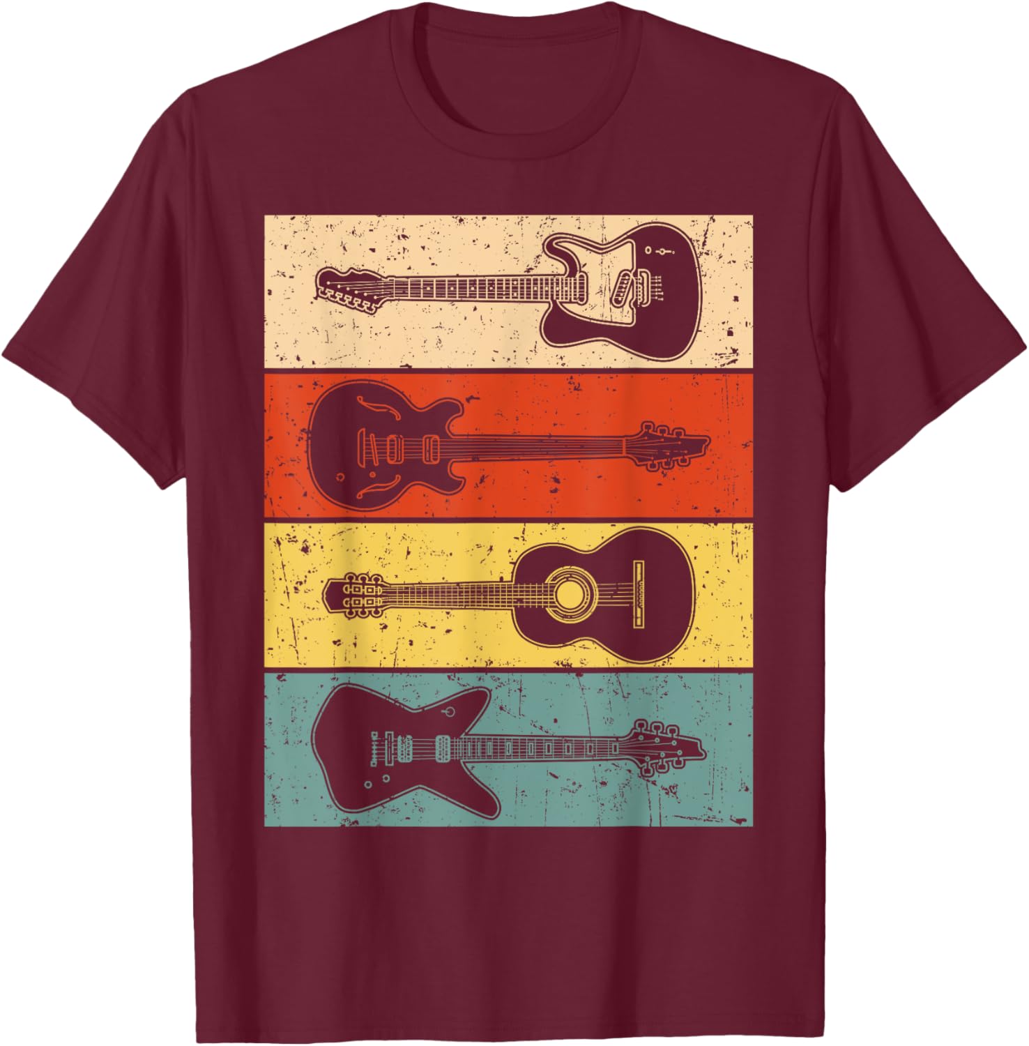 Cool Guitar Women Vintage Guitar Lovers Guitarist T-Shirt - T-Shirt | Maroon