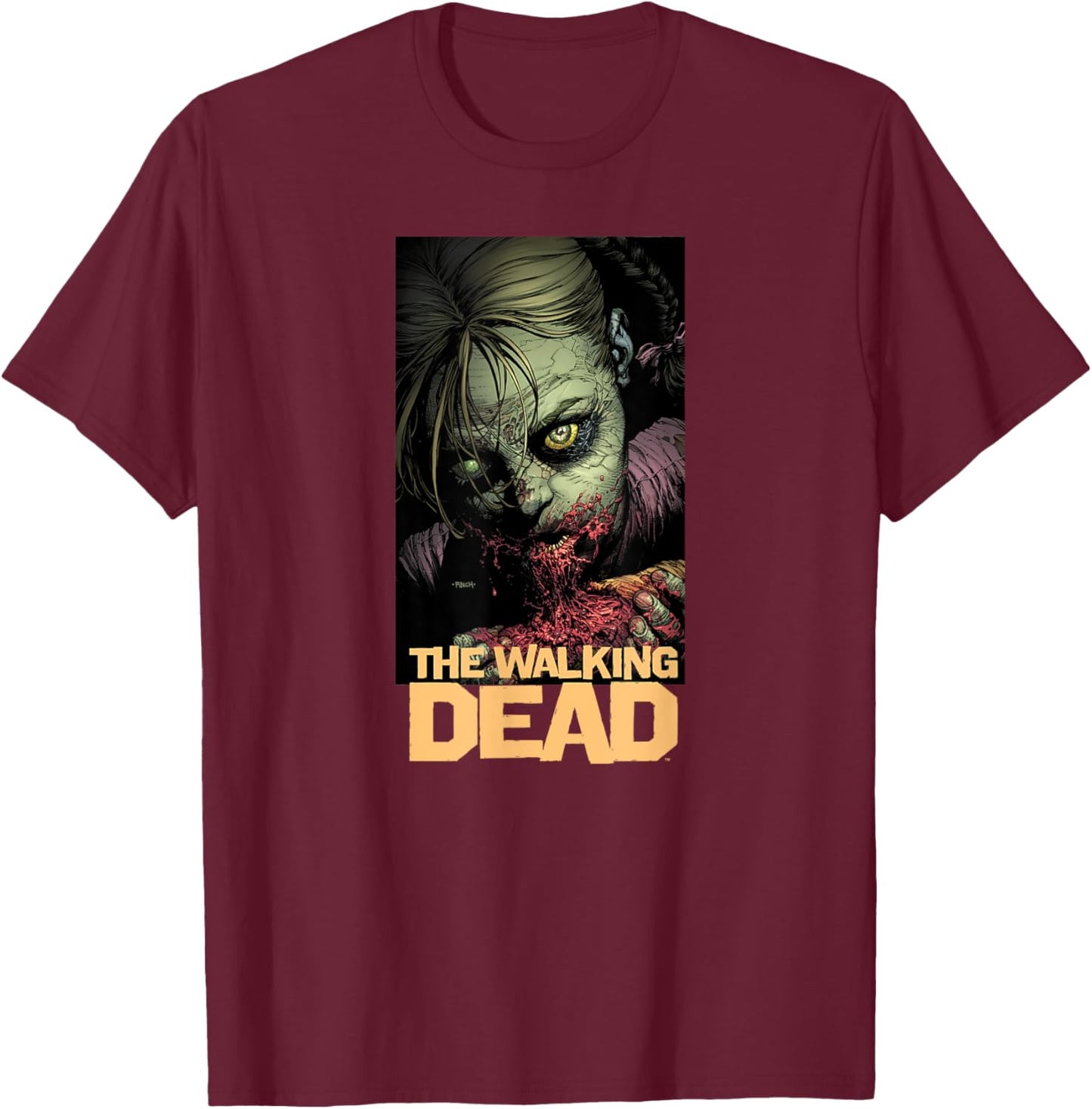 Skybound Entertainment Boys' The Walking Dead Comic , Black, Small T-Shirt - T-Shirt | Maroon