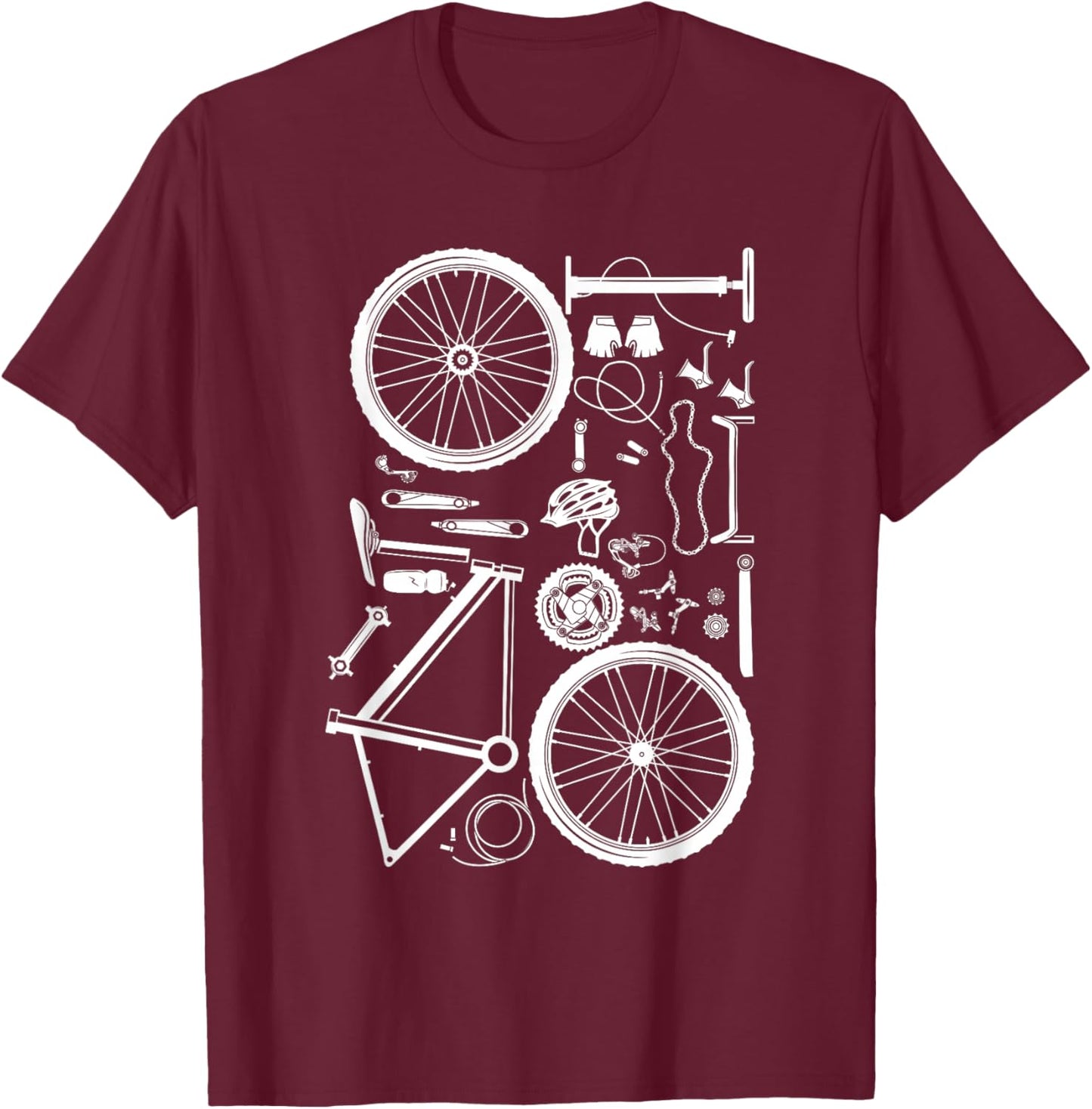 Bike Parts - Downhill Rider Mountainbike MTB Cycling Small T-Shirt - T-Shirt | Maroon