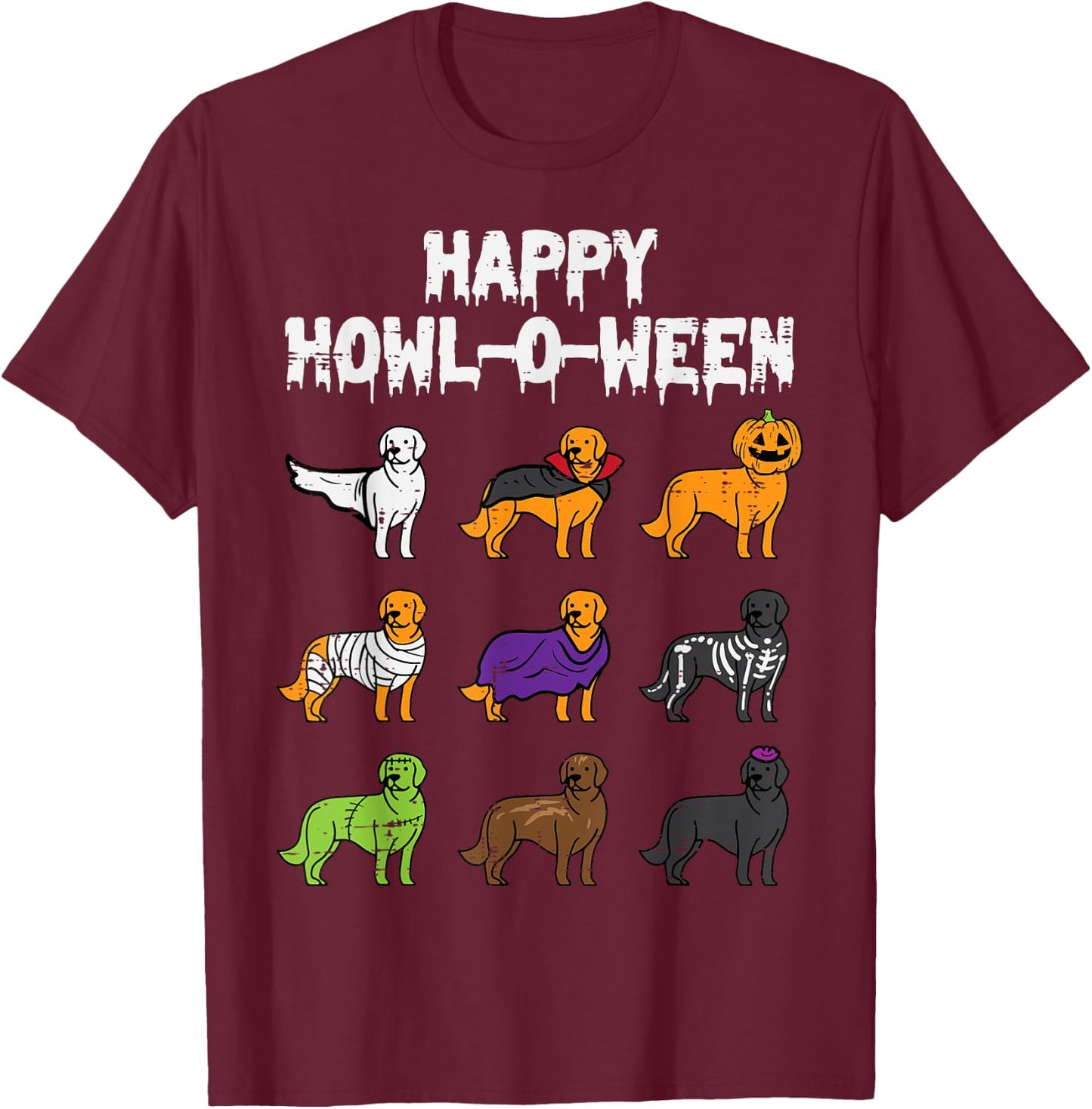 Halloween Dog Howl O Ween Golden Retriever Men Women Kids T-Shirt - T-Shirt | Maroon