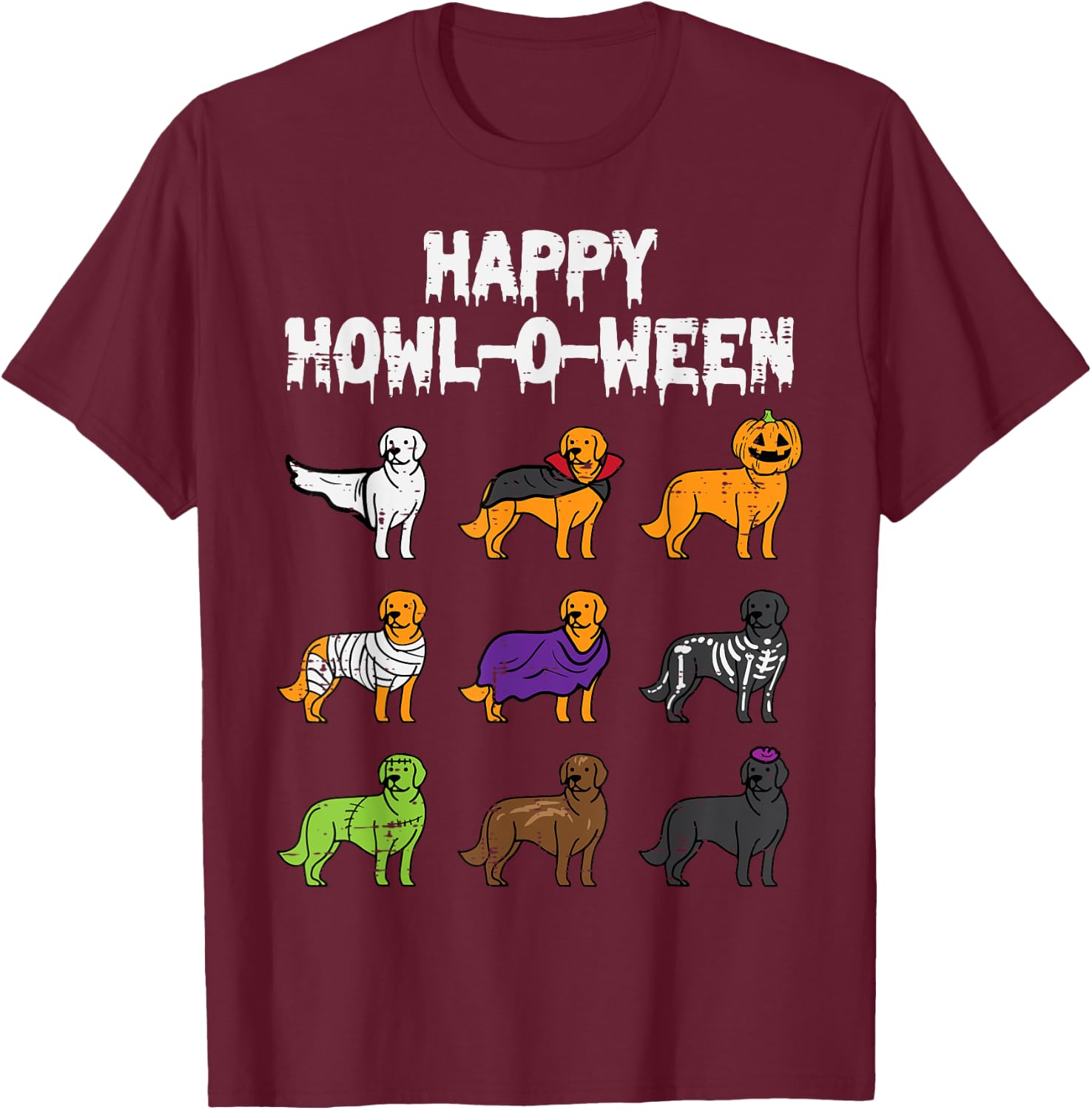 Halloween Dog Howl O Ween Golden Retriever Men Women Kids T-Shirt - T-Shirt | Maroon