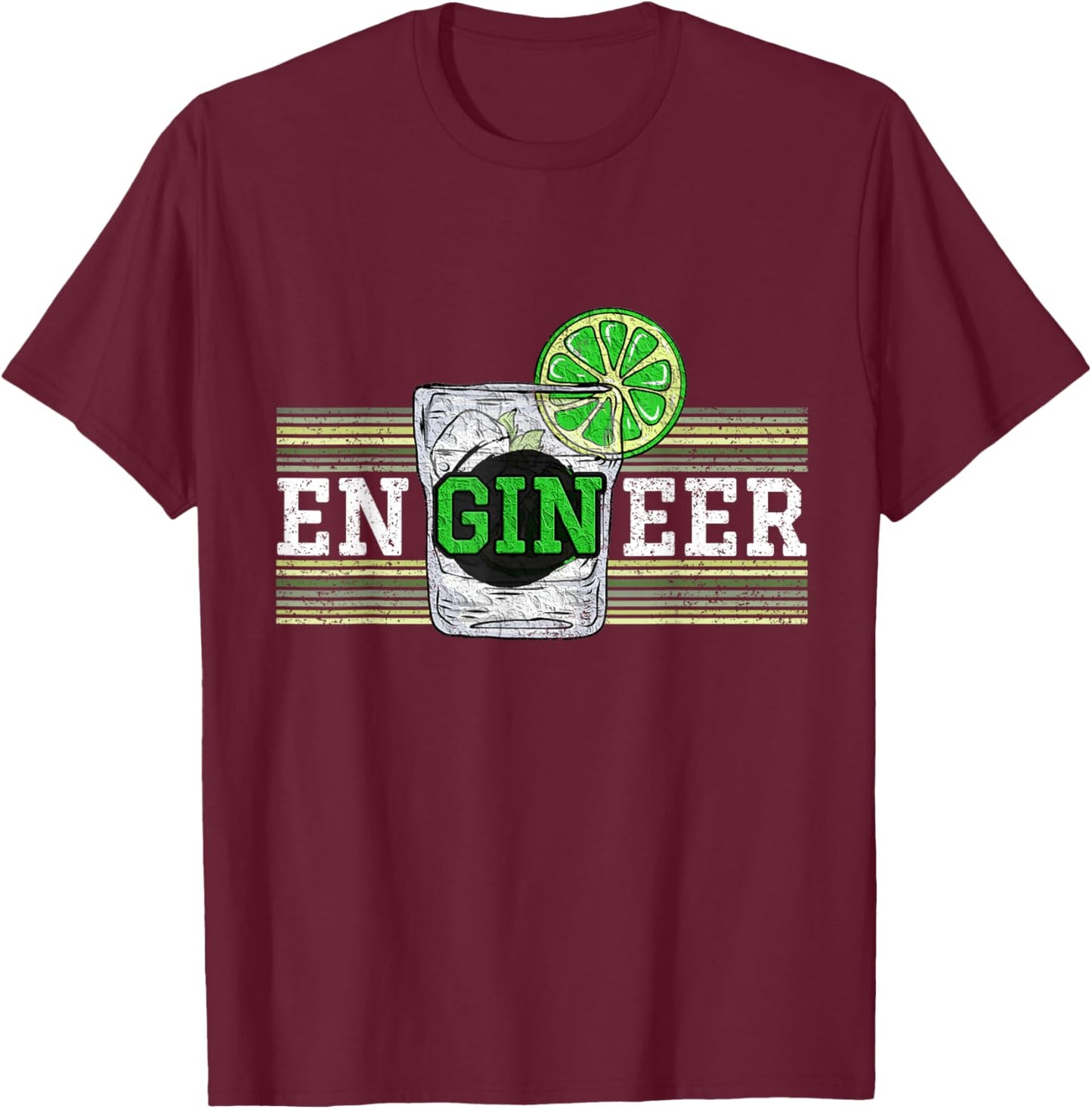 Engineer Gin "EnGinEer" Alcohol Electromechanic Profession T-Shirt - T-Shirt | Maroon