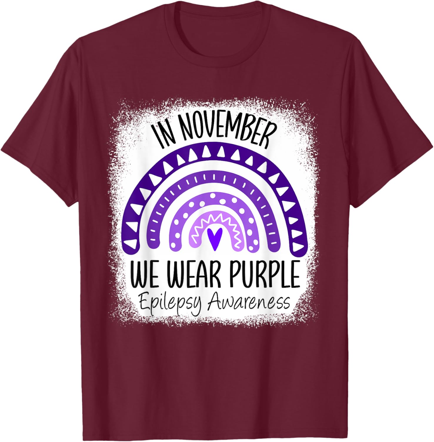 Rainbow In November We Wear Purple Epilepsy Awareness Ribbon T-Shirt - T-Shirt | Maroon