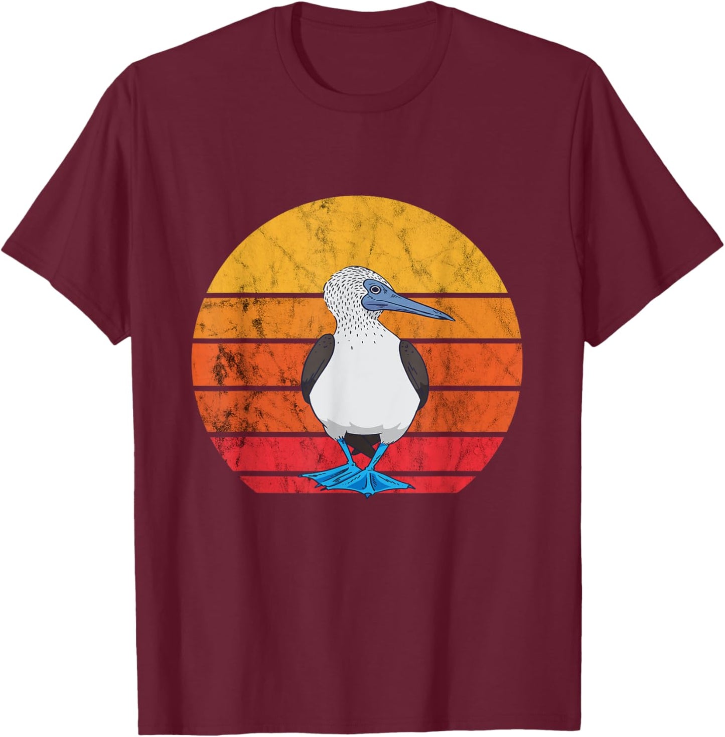 Blue Footed Boobies Tropical Sea Bird Retro Vintage Sunset T-Shirt - T-Shirt | Maroon
