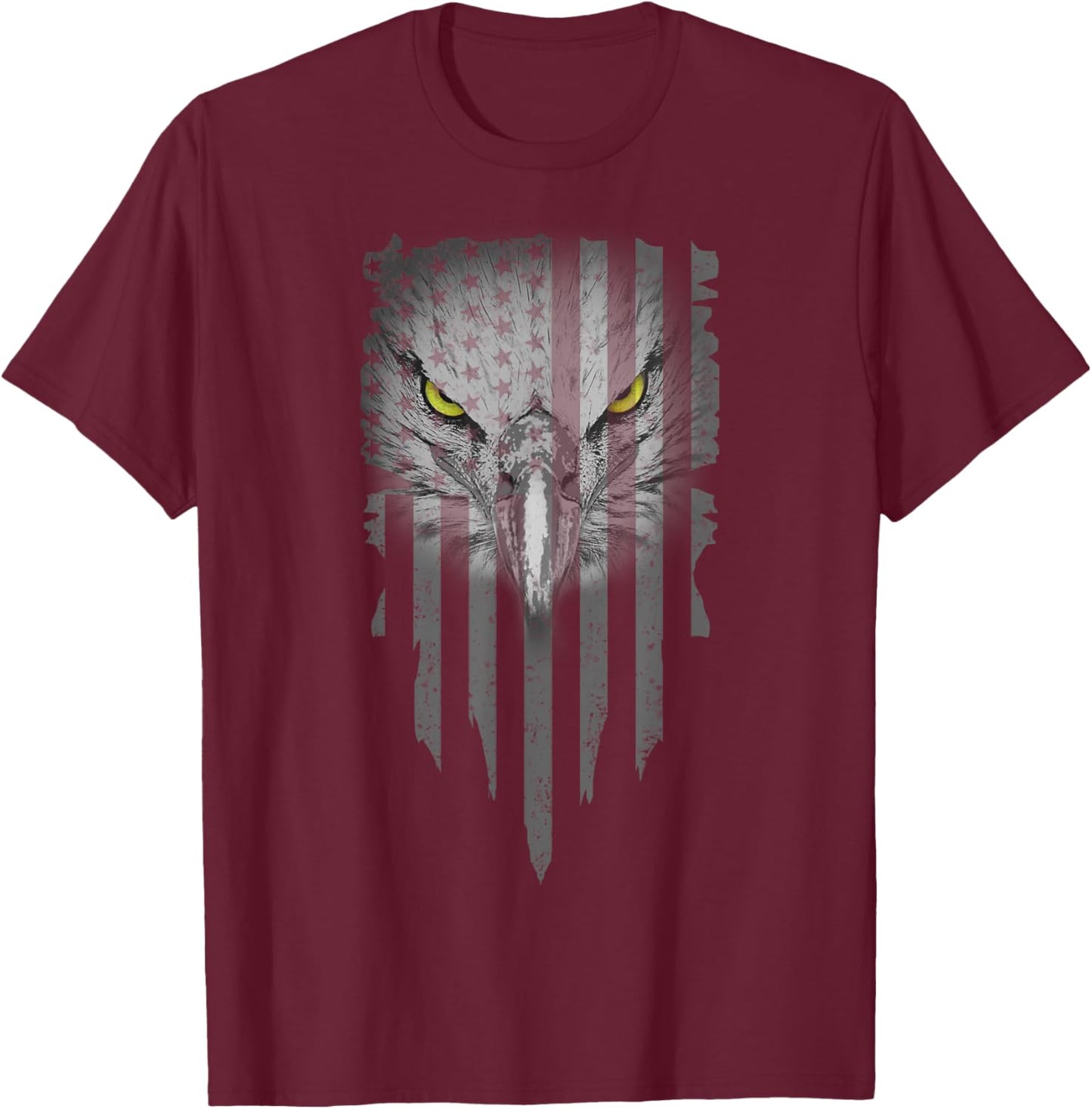 American Bald Eagle Eyes Design USA Flag Patriotic Women Girls Kids Men T-Shirt - T-Shirt | Maroon