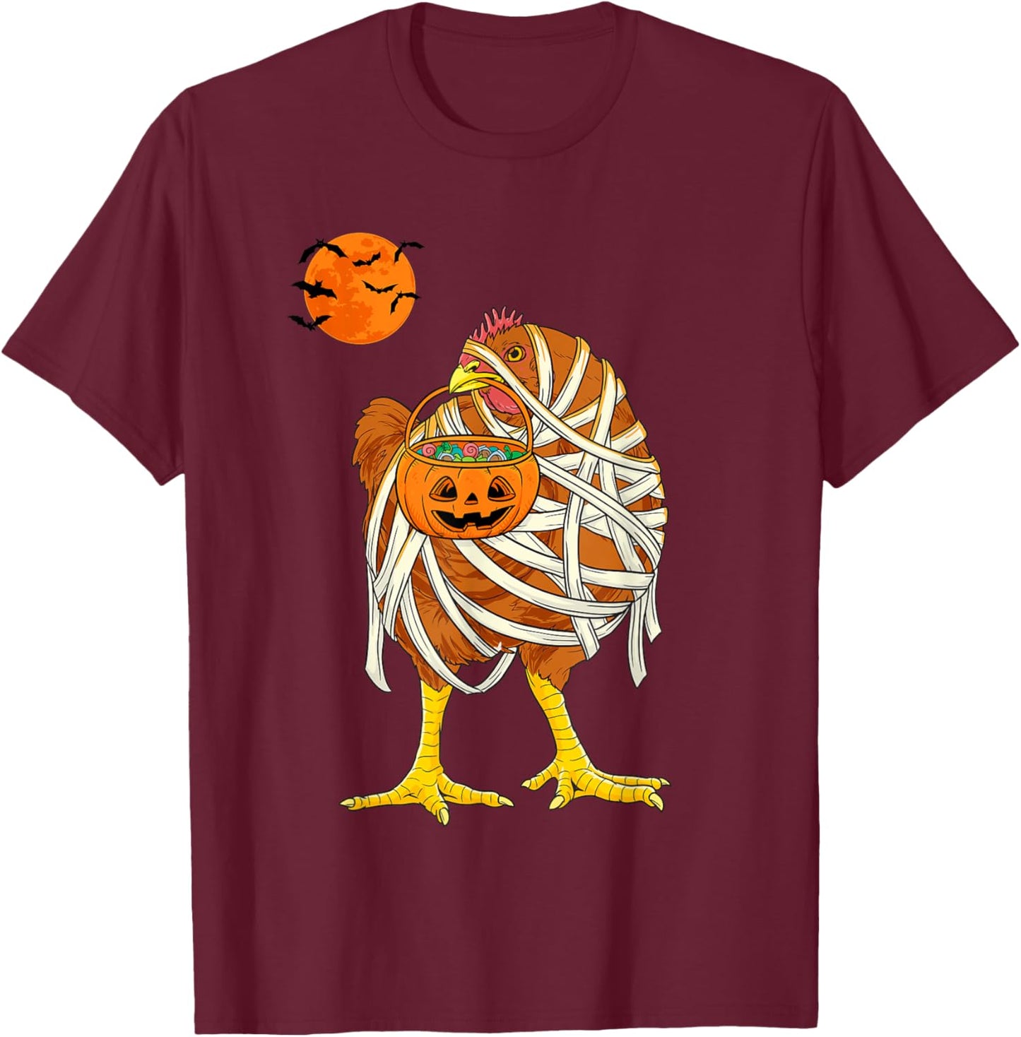 Chicken Mummy Funny Halloween Farmer T-Shirt - T-Shirt | Maroon