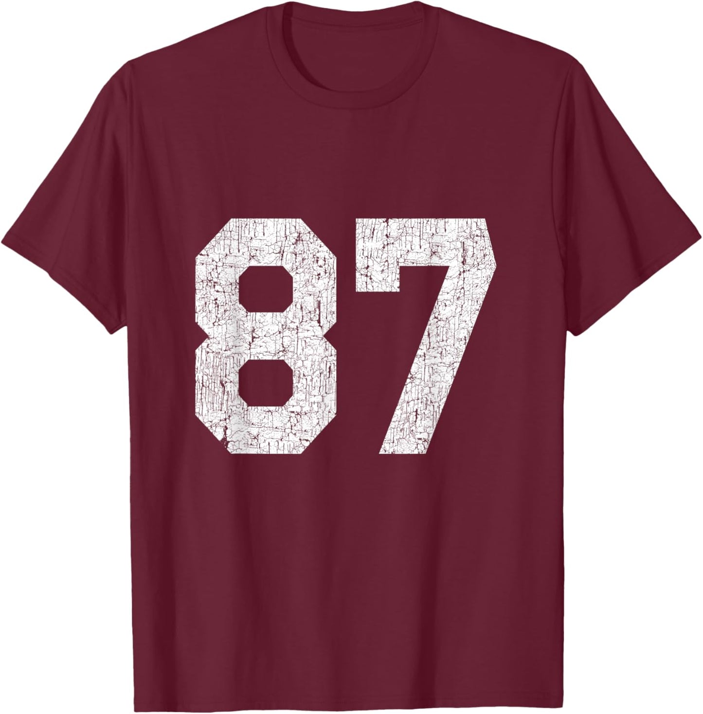 #87 Jersey Uniform Varsity Sports Number, 87th Place T-Shirt - T-Shirt | Maroon