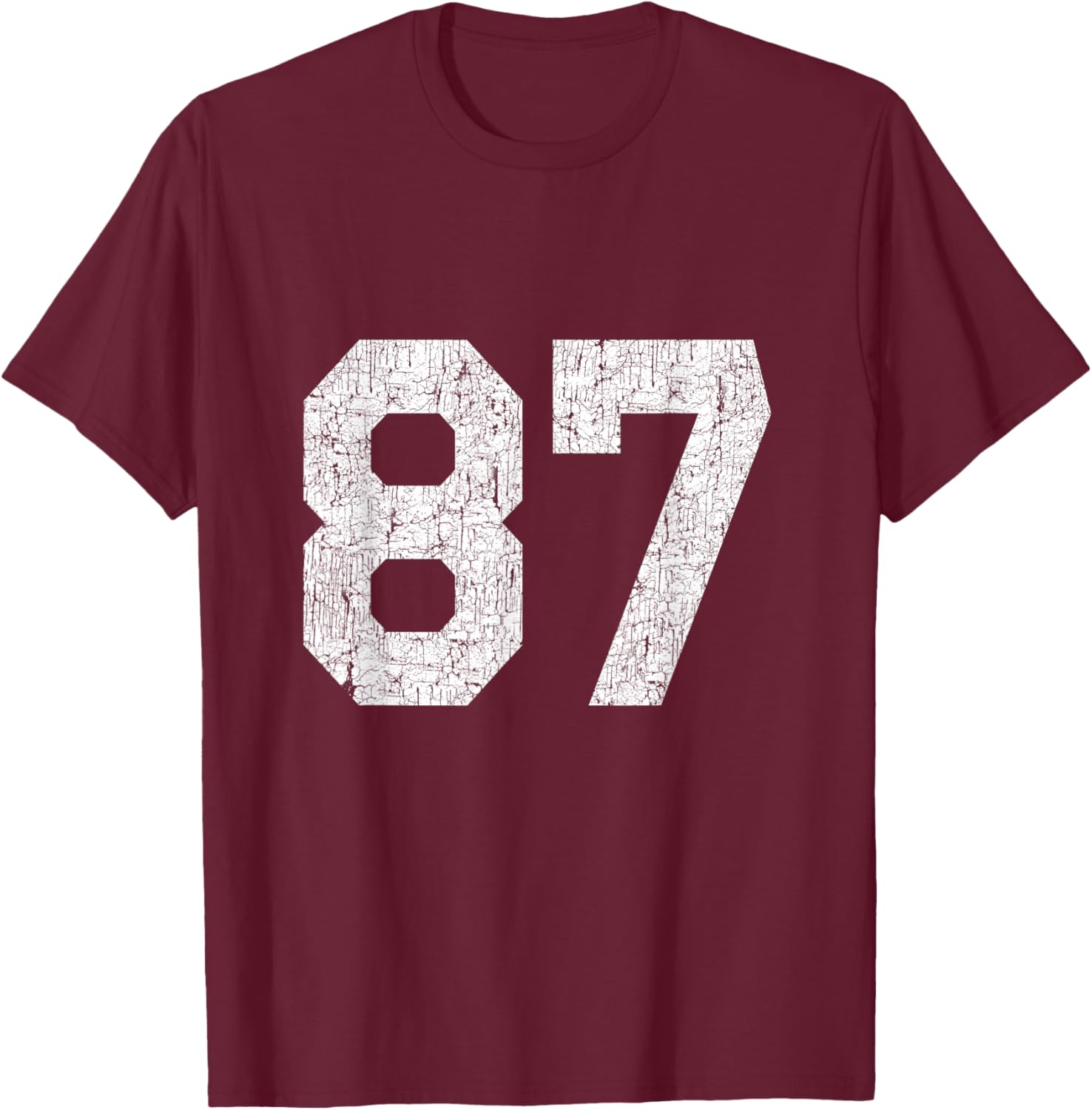 #87 Jersey Uniform Varsity Sports Number, 87th Place T-Shirt - T-Shirt | Maroon